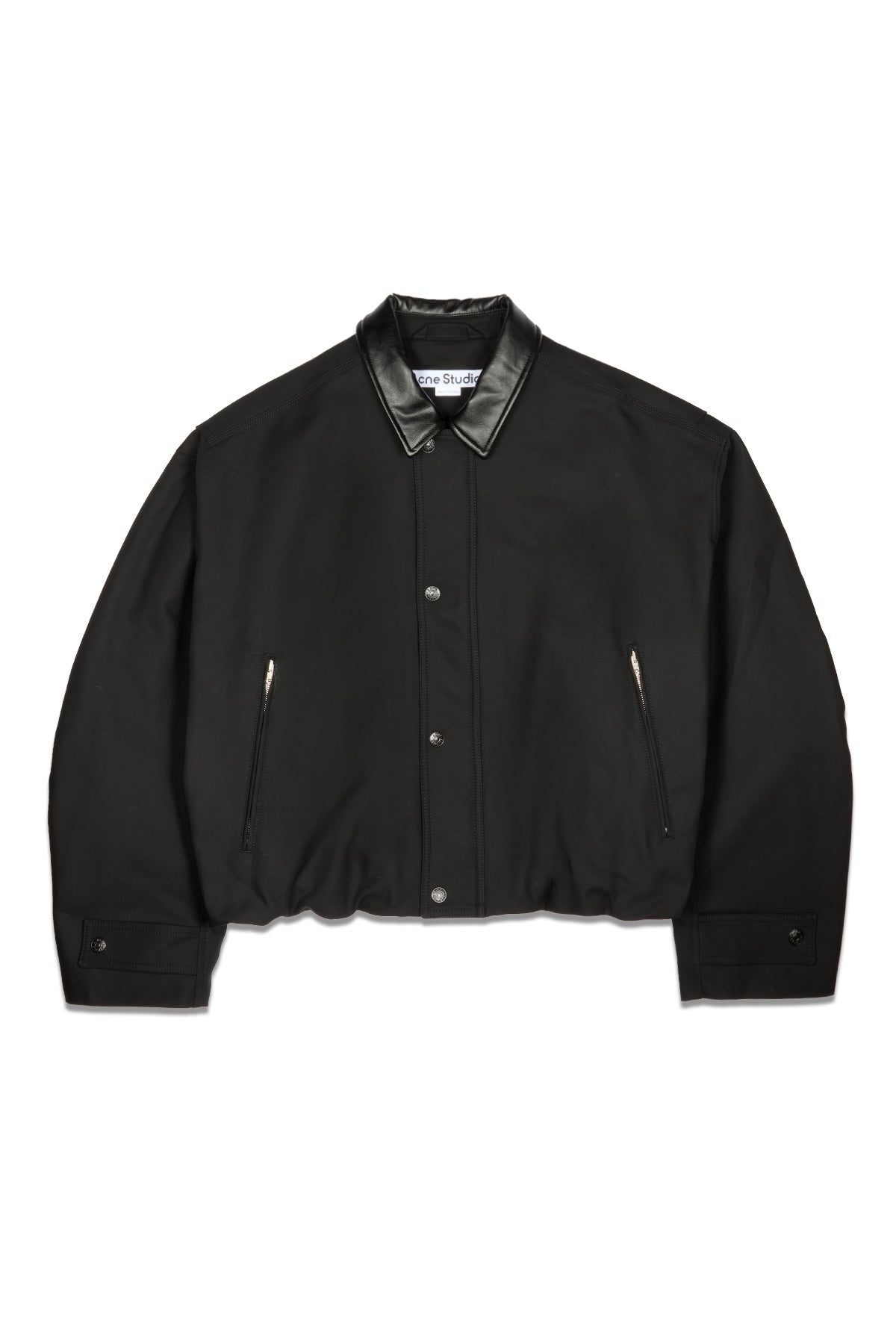 Acne Studios Cotton Zip Jacket With Leather Collar Black