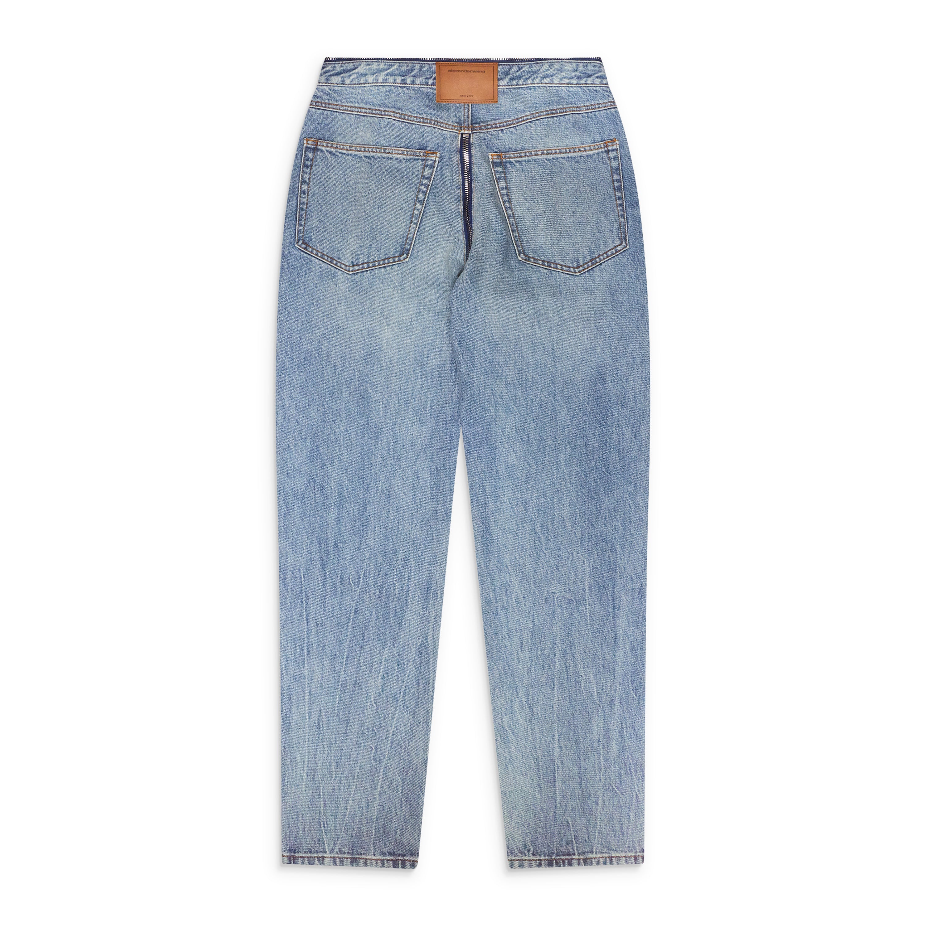 AlexanderWang デニム Alexander Wang Dipped V Zip Waistband Straight Leg Jean Blue – ESSXNYC