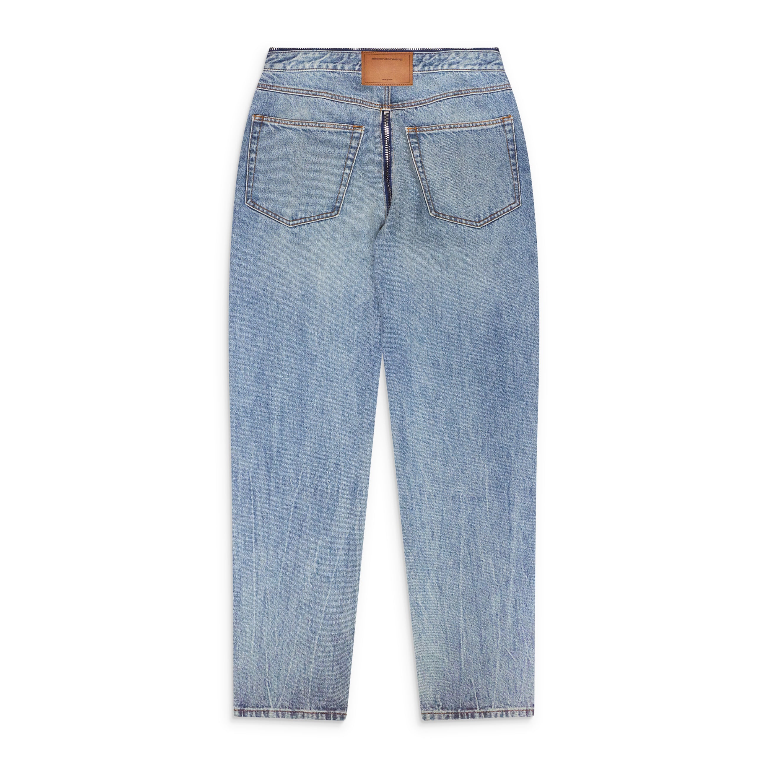 Alexander Wang Dipped V Zip Waistband Straight Leg Jean Blue