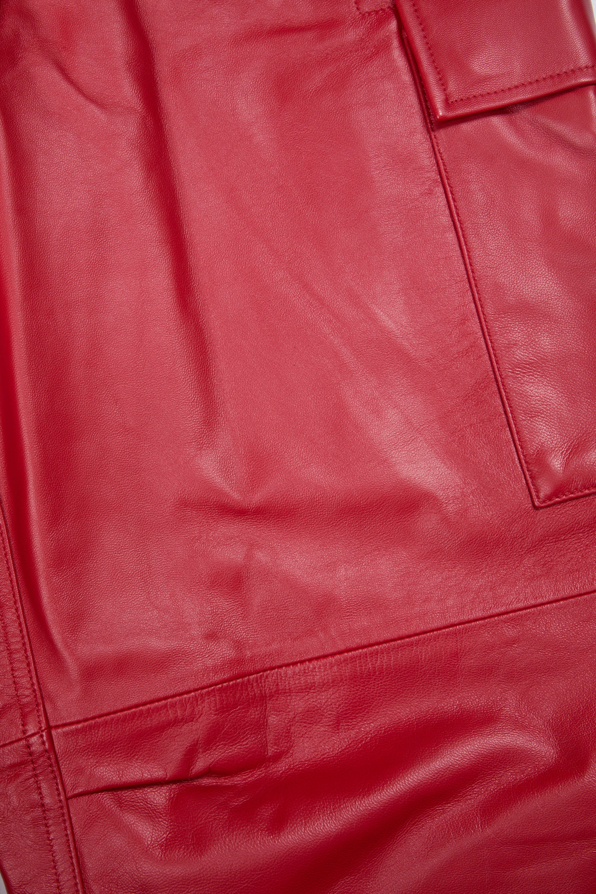 Ambush Leather Cargo Pants Red