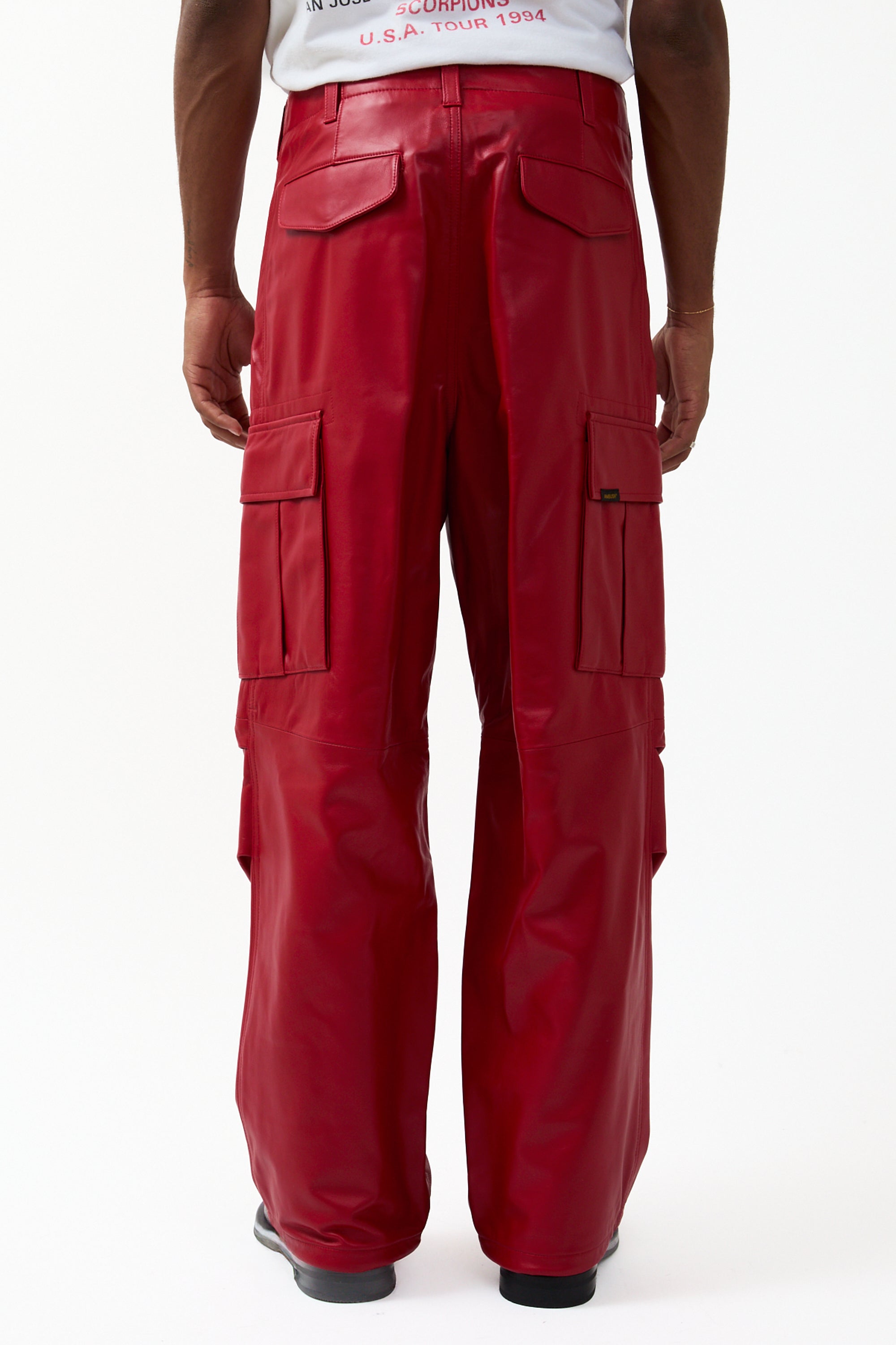 Ambush Leather Cargo Pants Red