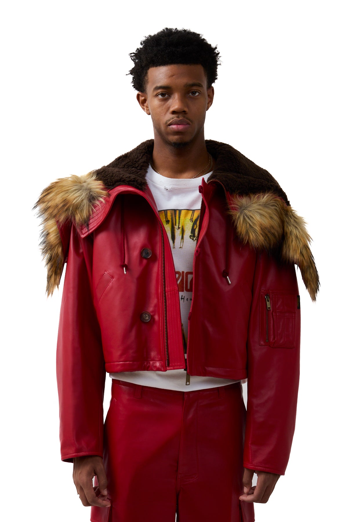 Ambush Leather Cropped N3B Red – ESSXNYC