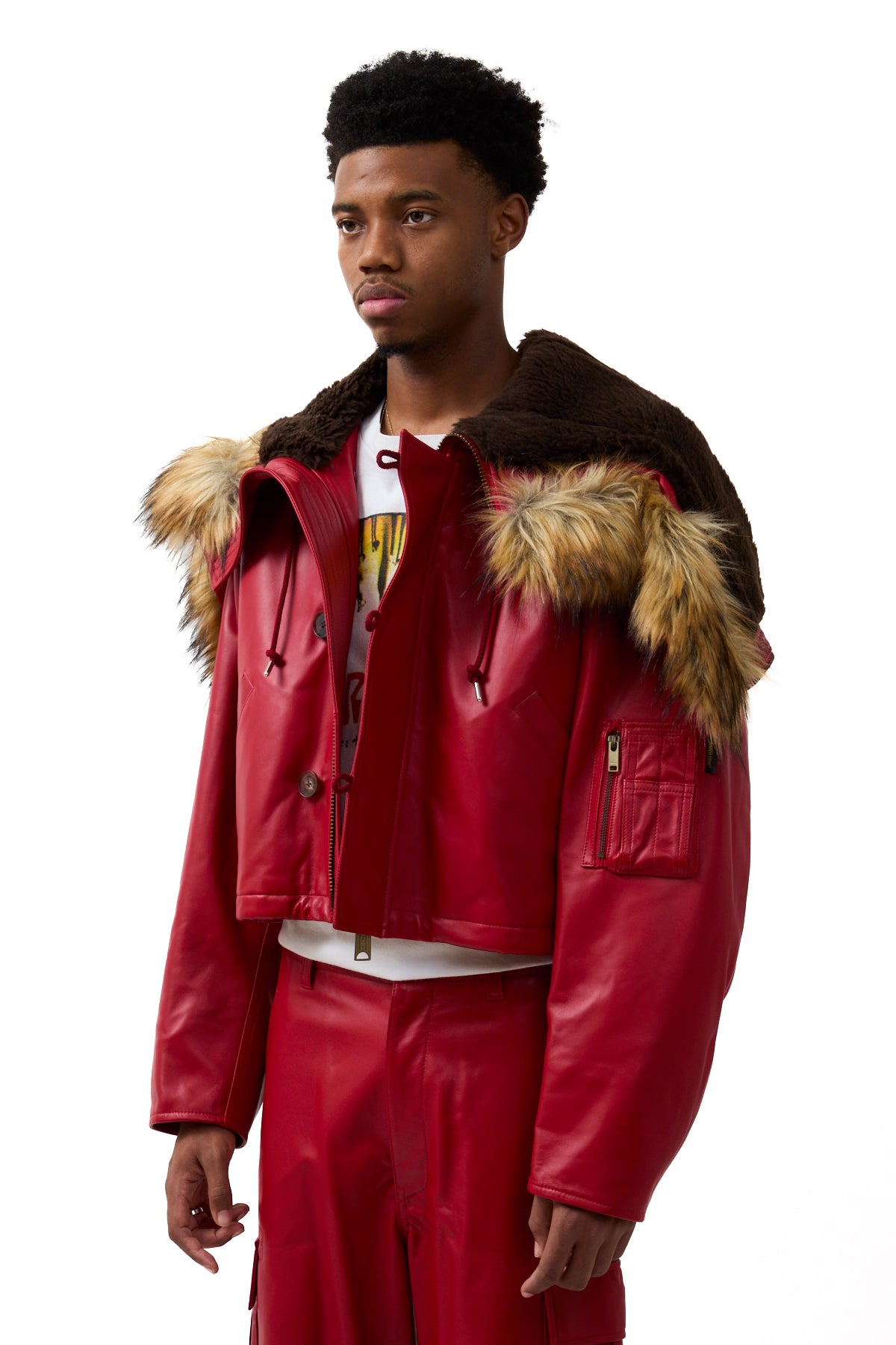Ambush Leather Cropped N3B Red – ESSXNYC