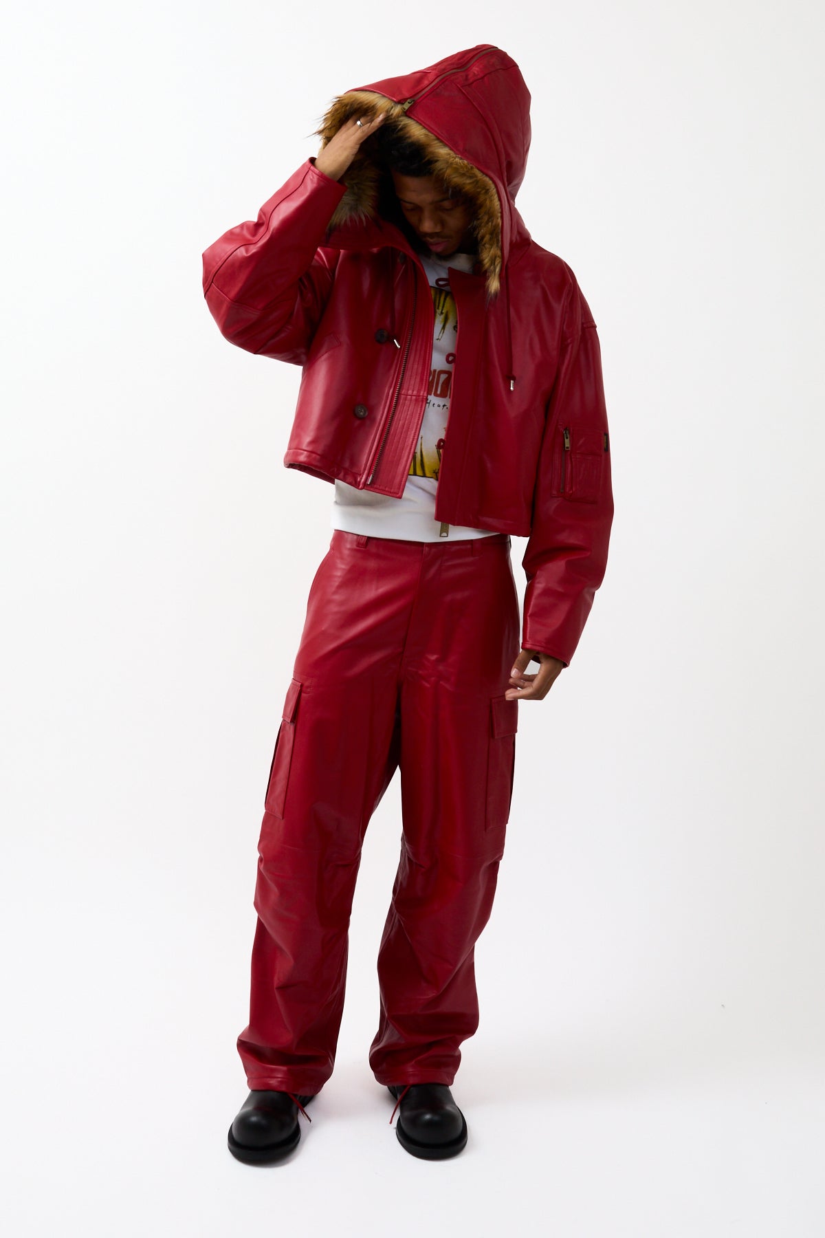 Ambush Leather Cropped N3B Red – ESSXNYC