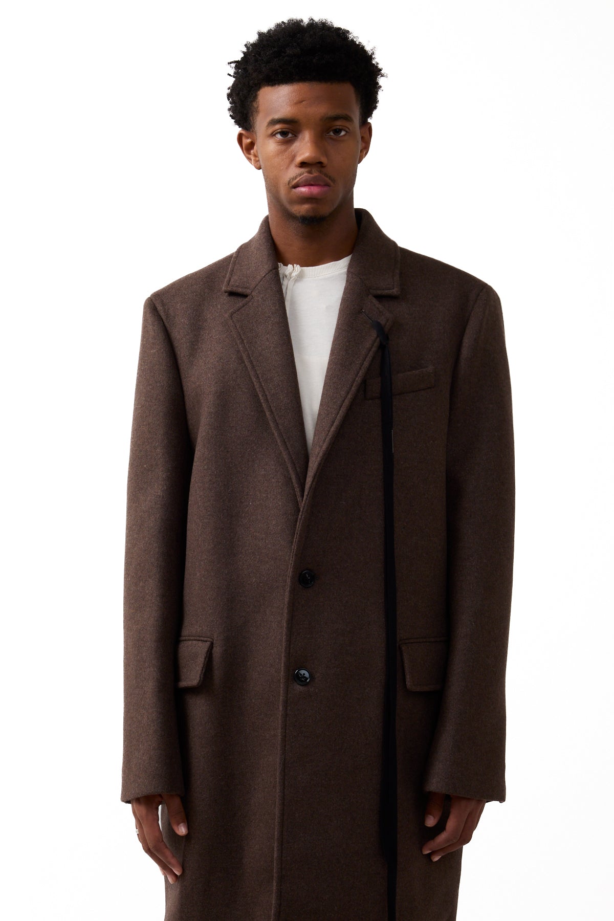 ANN DEMEULEMEESTER ベスト ダークブラウン Ann Demeulemeester Baaf Straight Tailored Coat Beaver – ESSXNYC