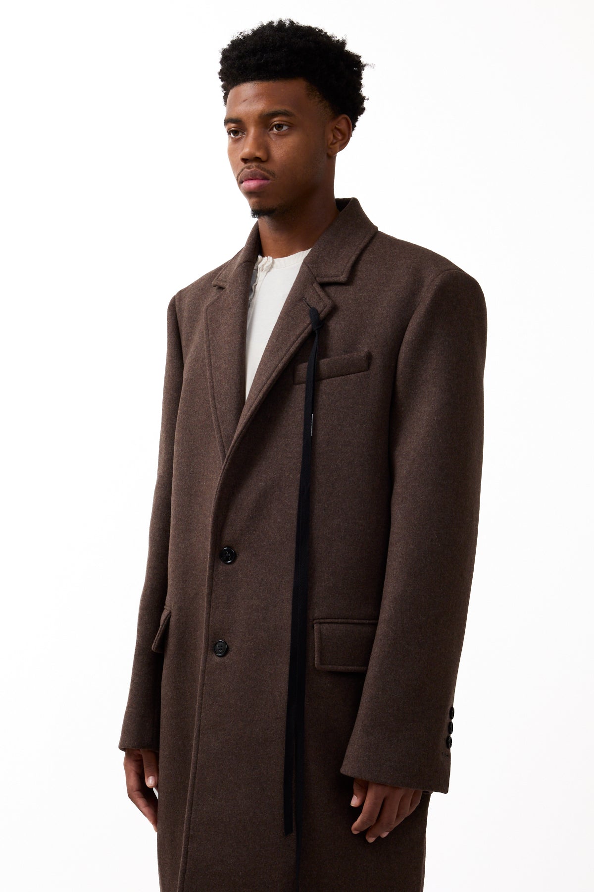 ANN DEMEULEMEESTER ベスト ダークブラウン Ann Demeulemeester Baaf Straight Tailored Coat Beaver – ESSXNYC