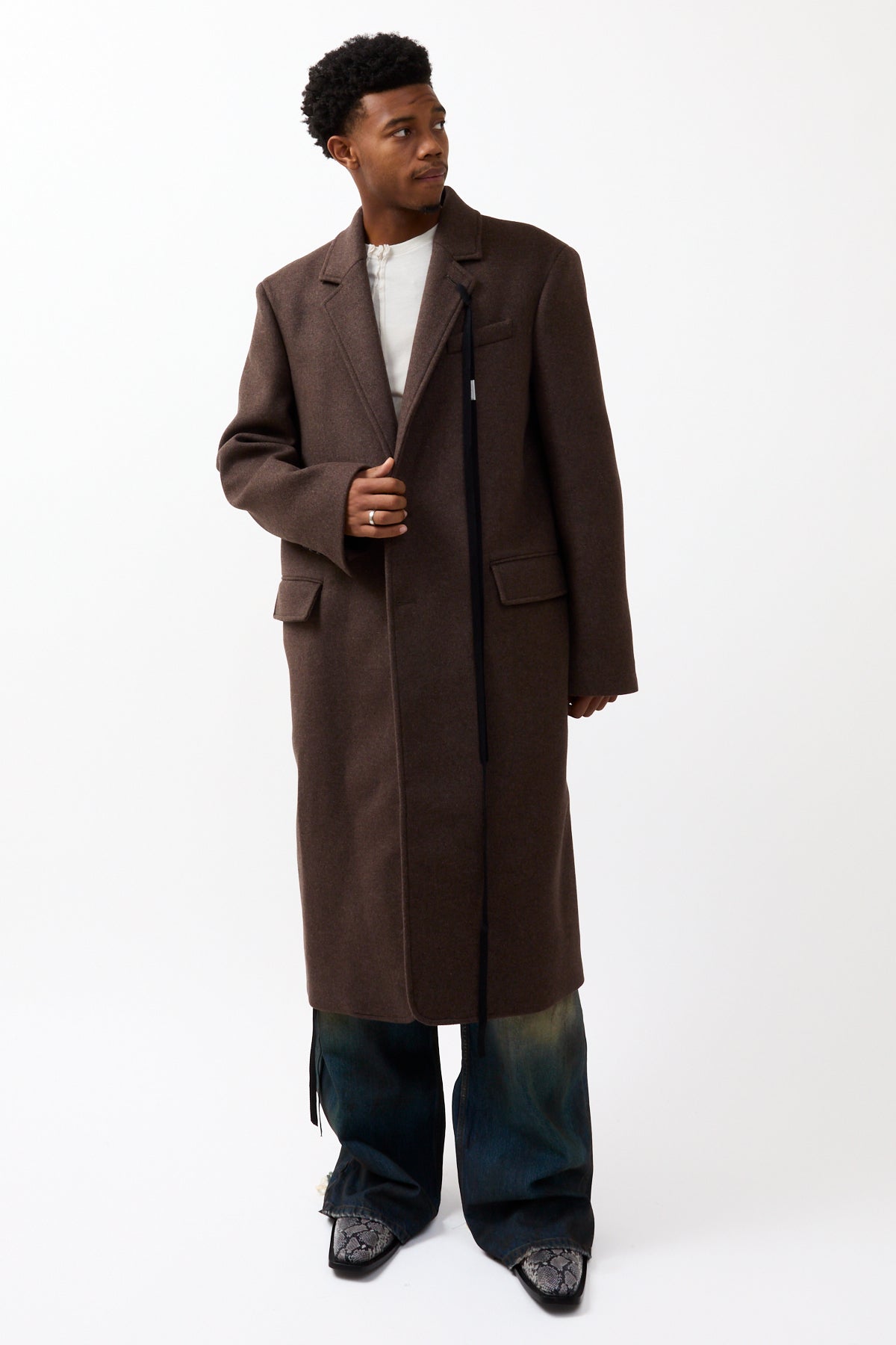 Ann Demeulemeester Baaf Straight Tailored Coat Beaver
