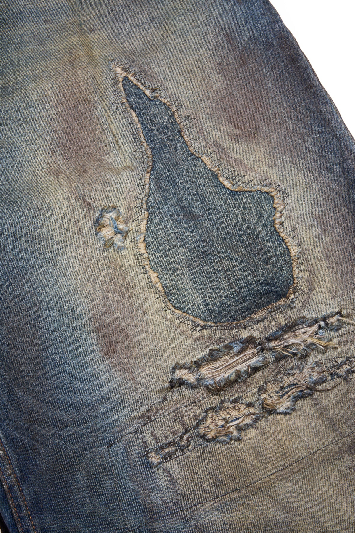 Ann Demeulemeester Distressed Olan 5-Pockets High Comfort Trousers Vintage Blue