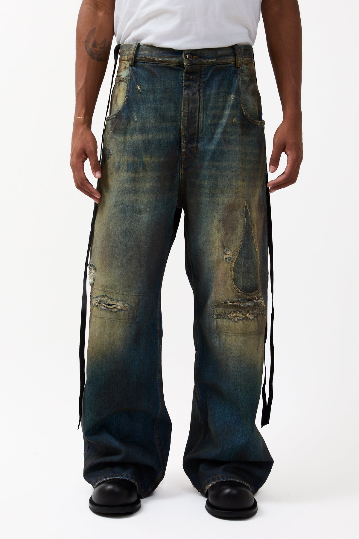 ANN DEMEULEMEESTER ストレートスラックス Ann Demeulemeester ドローストリング ストレートパンツ | ブラック