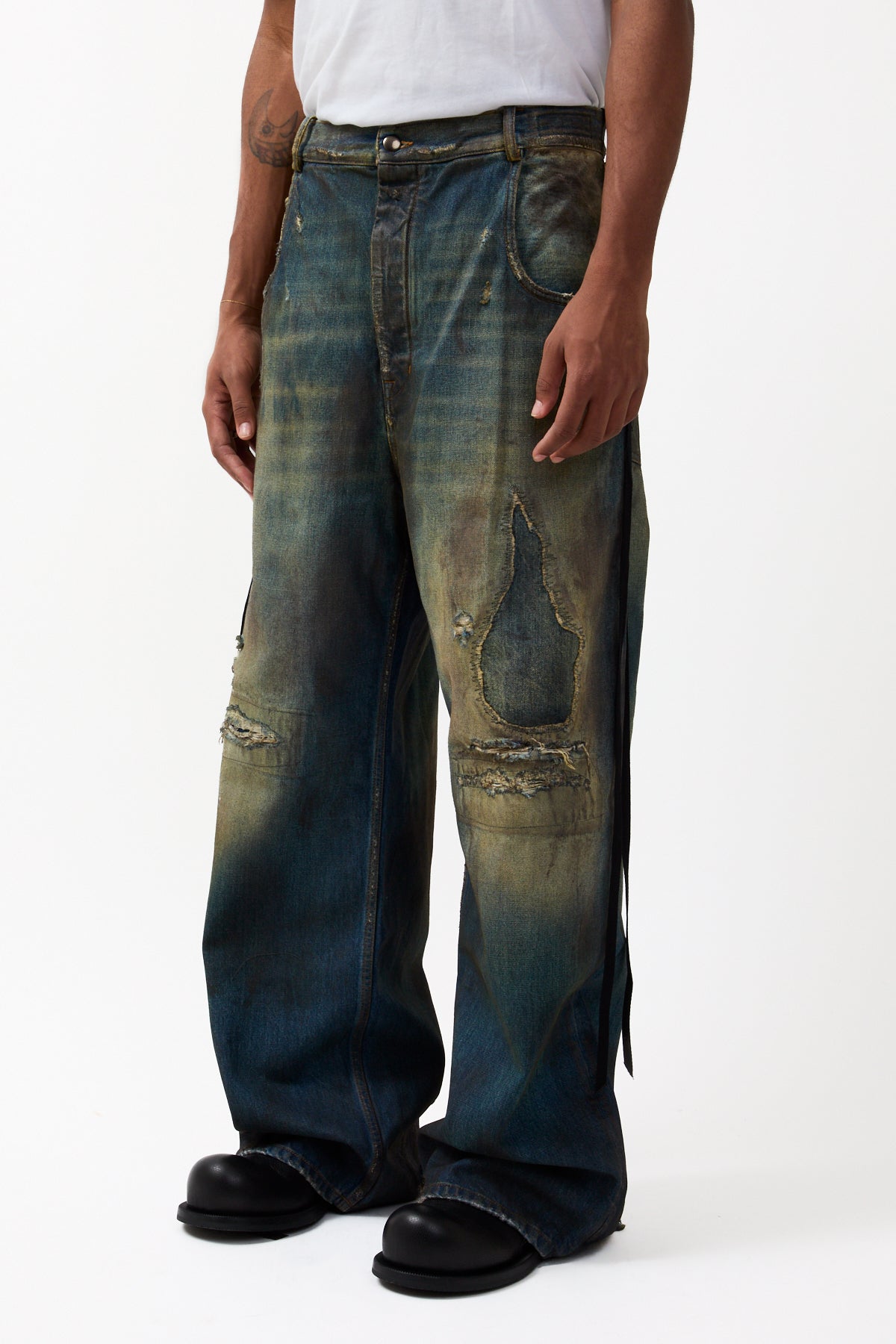 Ann Demeulemeester Distressed Olan 5-Pockets High Comfort Trousers Vintage Blue