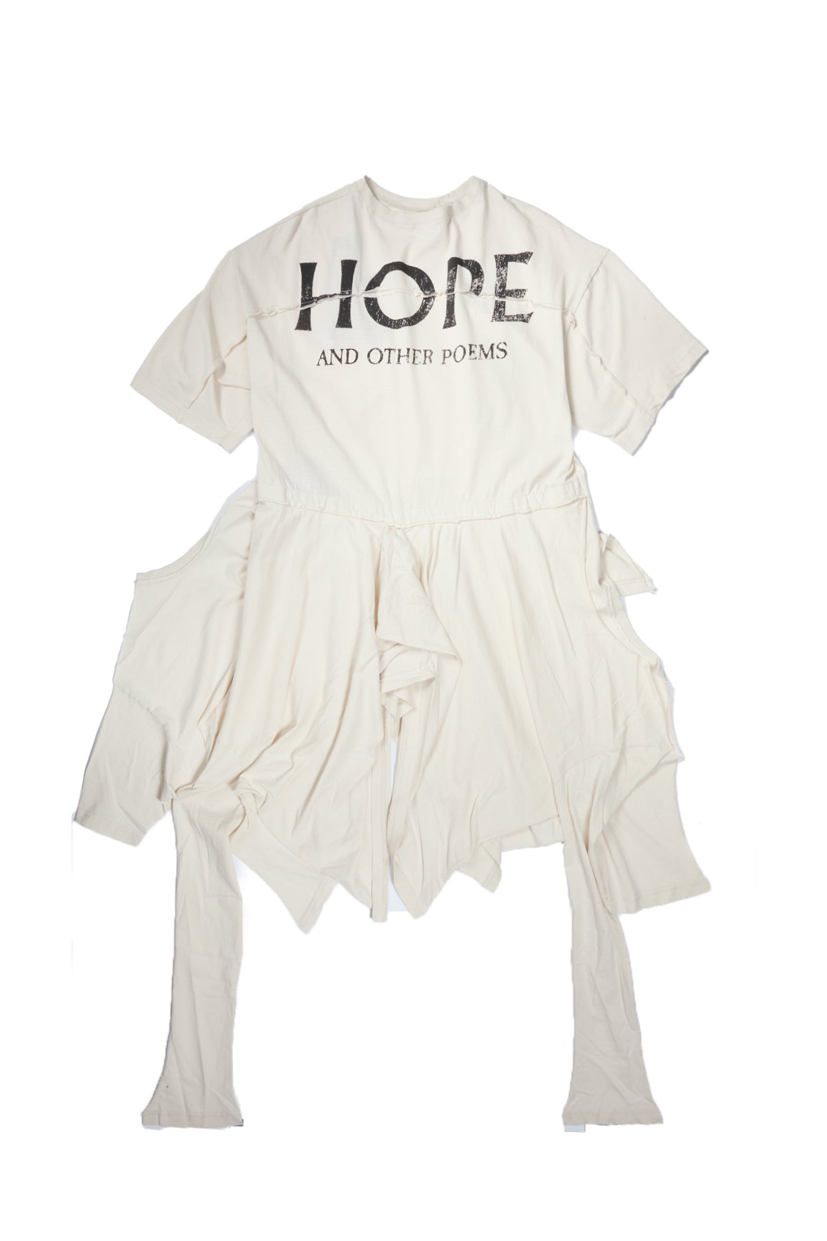 Ann Demeulemeester Seef High Comfort Deconstructed T-Shirt With "Hope" Print Ivory