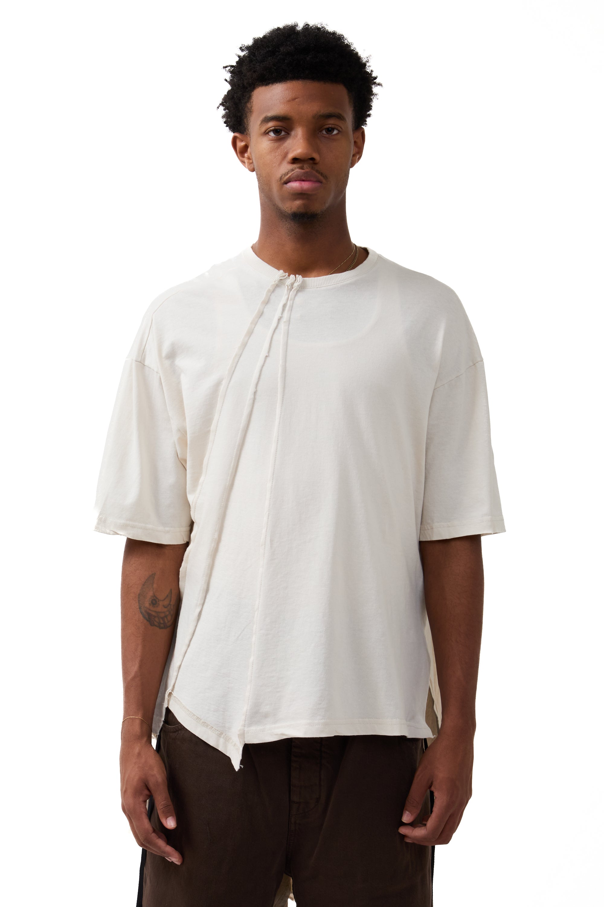 Ann Demeulemeester Seef High Comfort Deconstructed T-Shirt With "Hope" Print Ivory