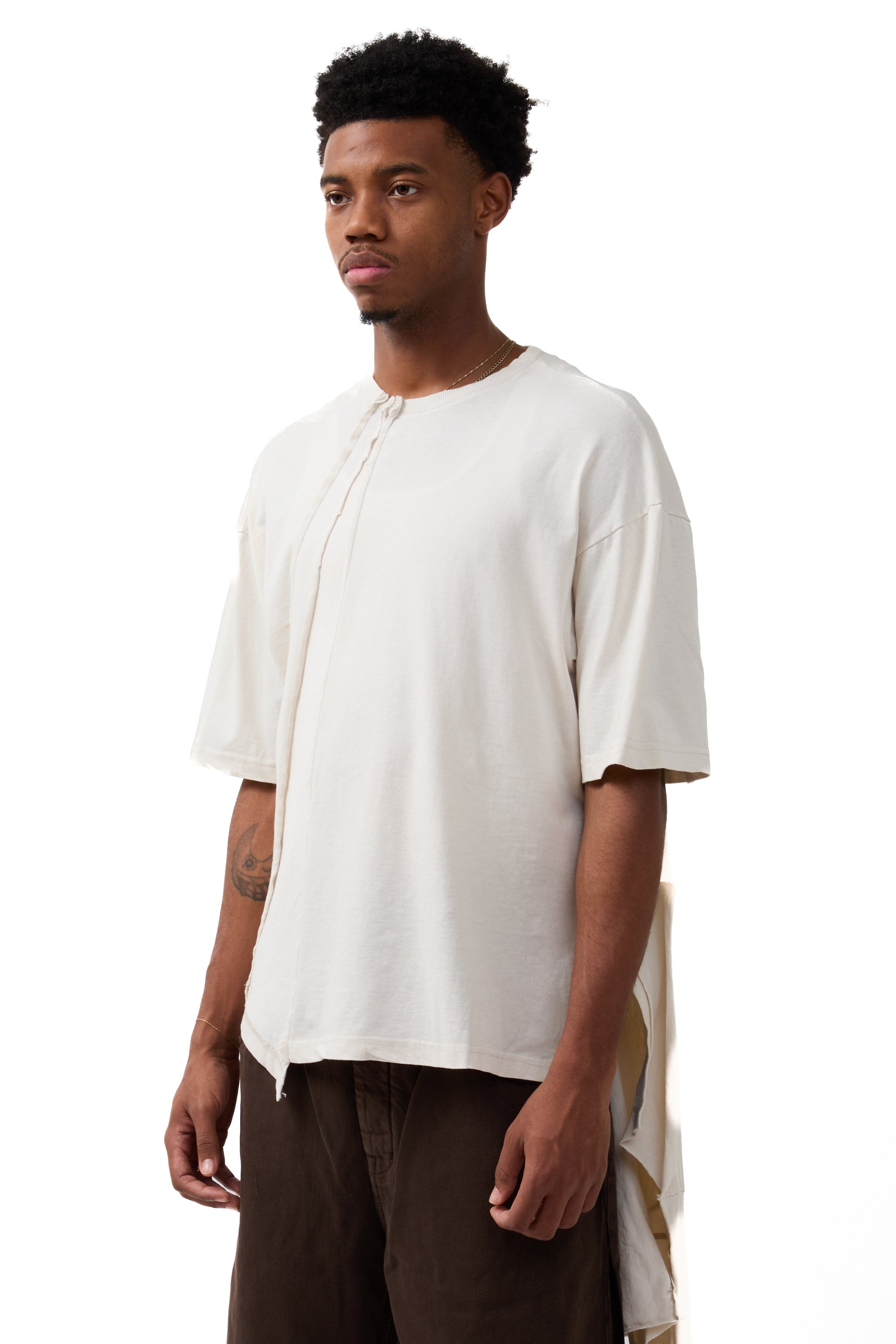 Ann Demeulemeester Seef High Comfort Deconstructed T-Shirt With "Hope" Print Ivory