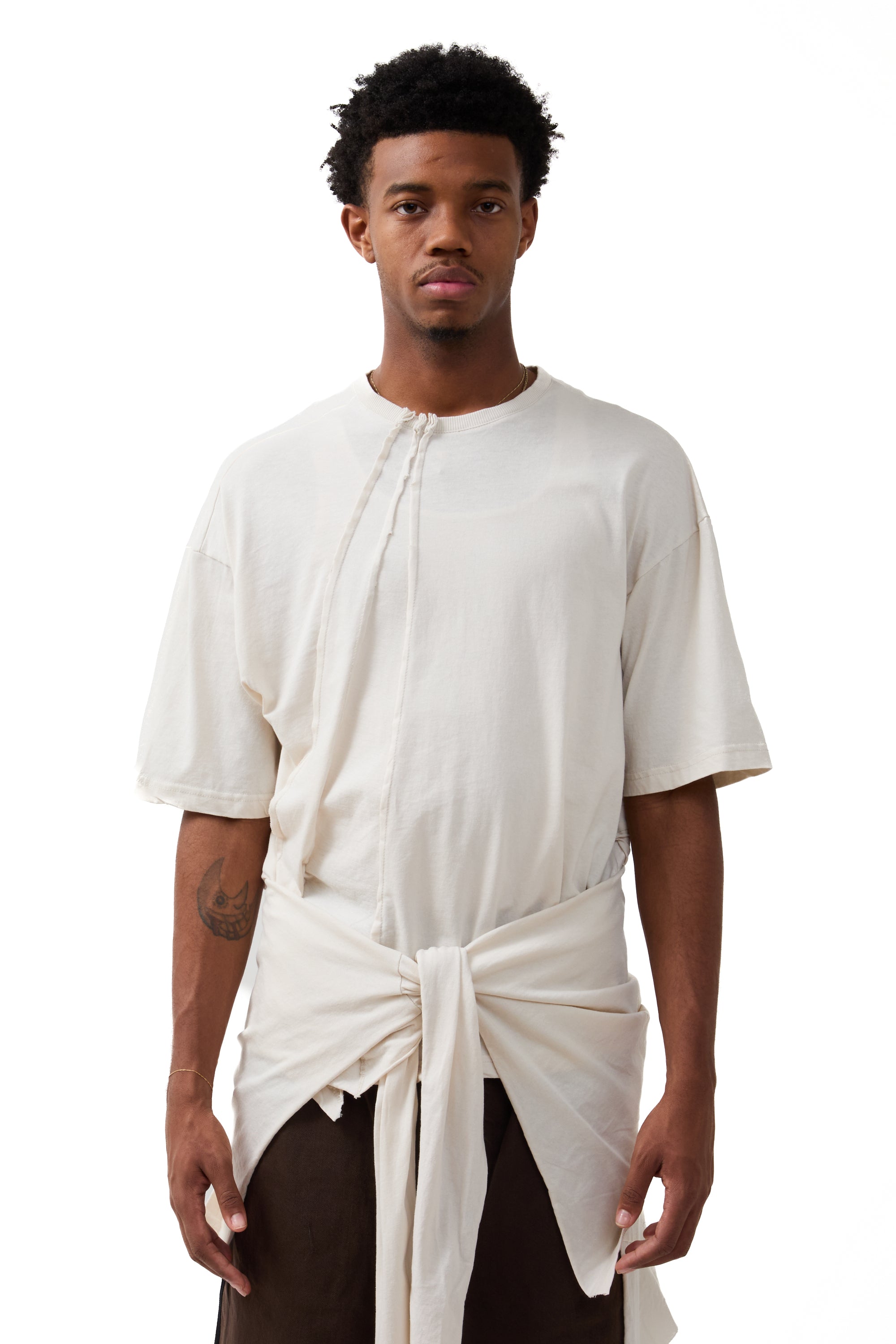 Ann Demeulemeester Seef High Comfort Deconstructed T-Shirt With "Hope" Print Ivory