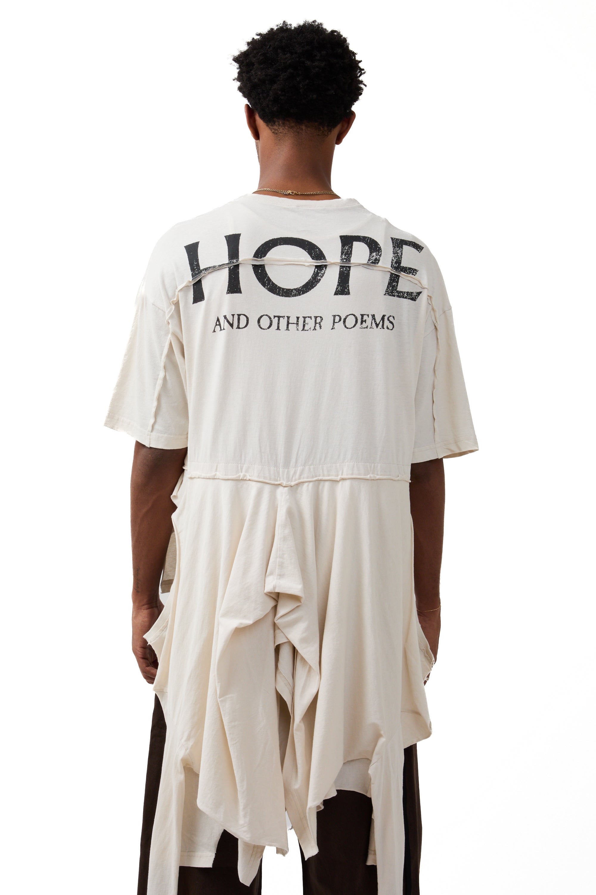 Ann Demeulemeester Seef High Comfort Deconstructed T-Shirt With "Hope" Print Ivory
