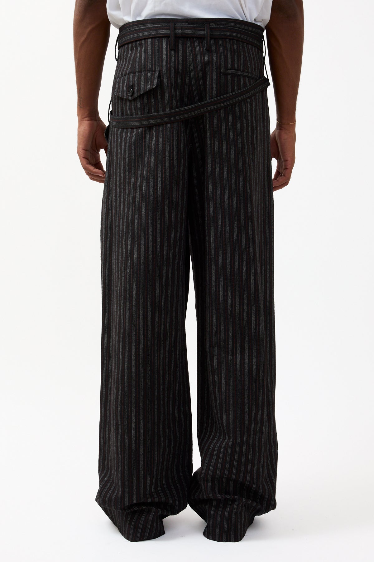 Ann Demeulemeester Woubrecht High Comfort Double Belted Trousers Black/White