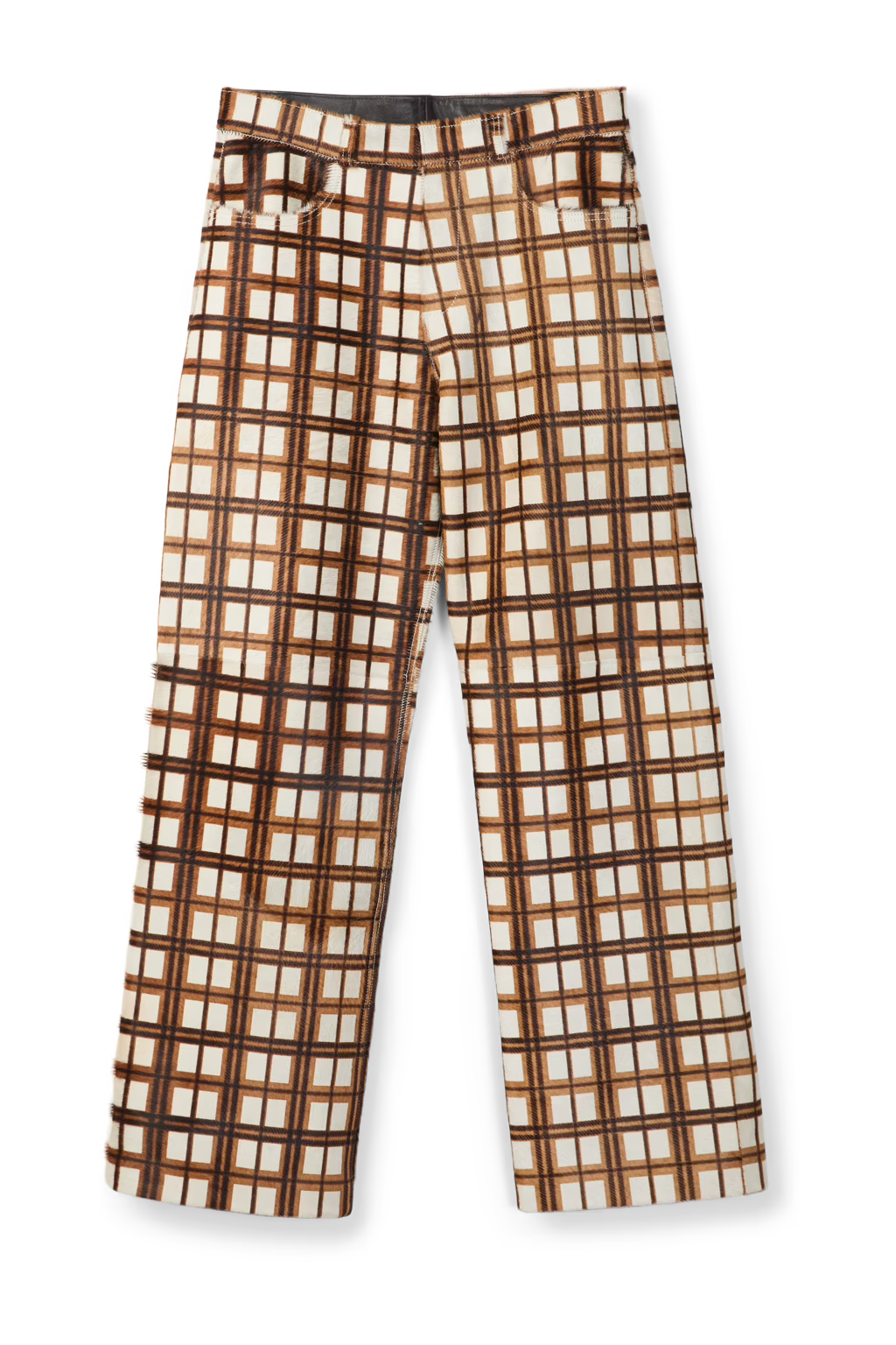 Camper Lab Check Leather Pants Cream/Brown
