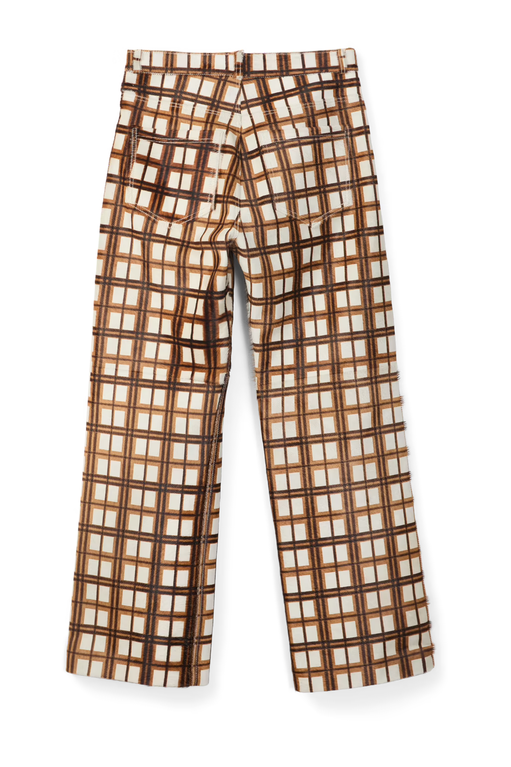 Camper Lab Check Leather Pants Cream/Brown