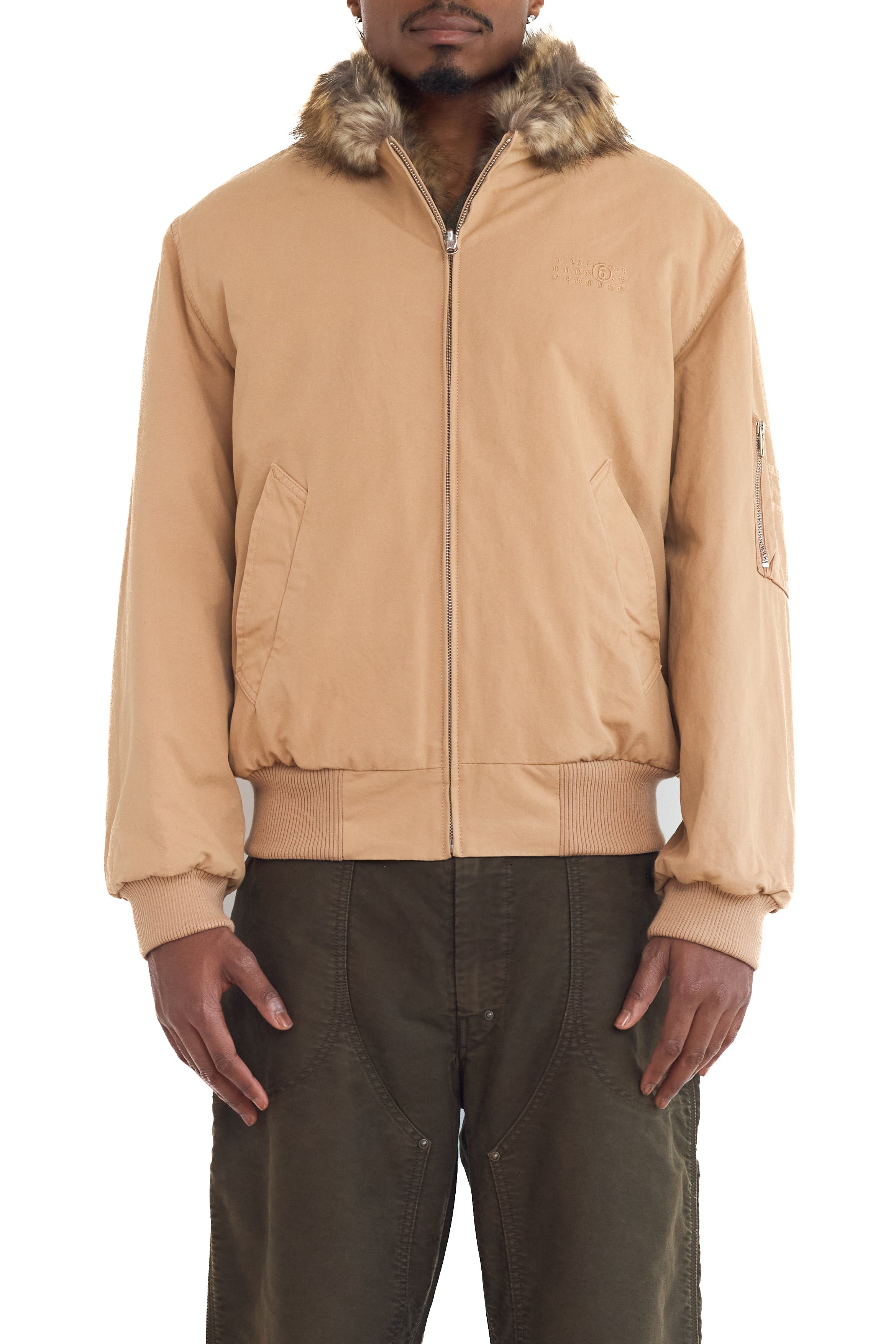 MM6 Reversible Cotton Canvas Jacket Ocre