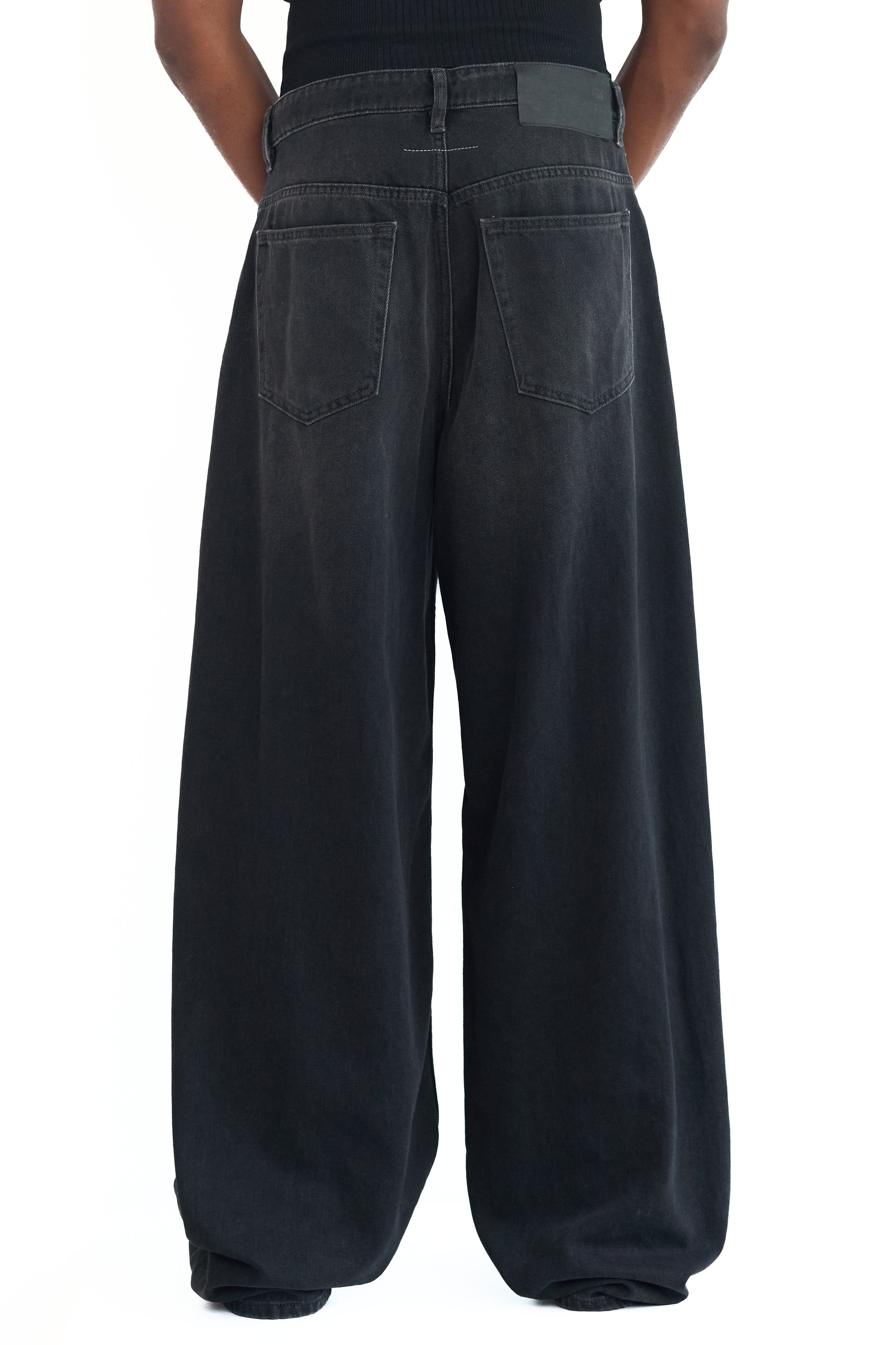 MM6 Maison Margiela Black Denim Wide Leg Paint Mark Jeans Black