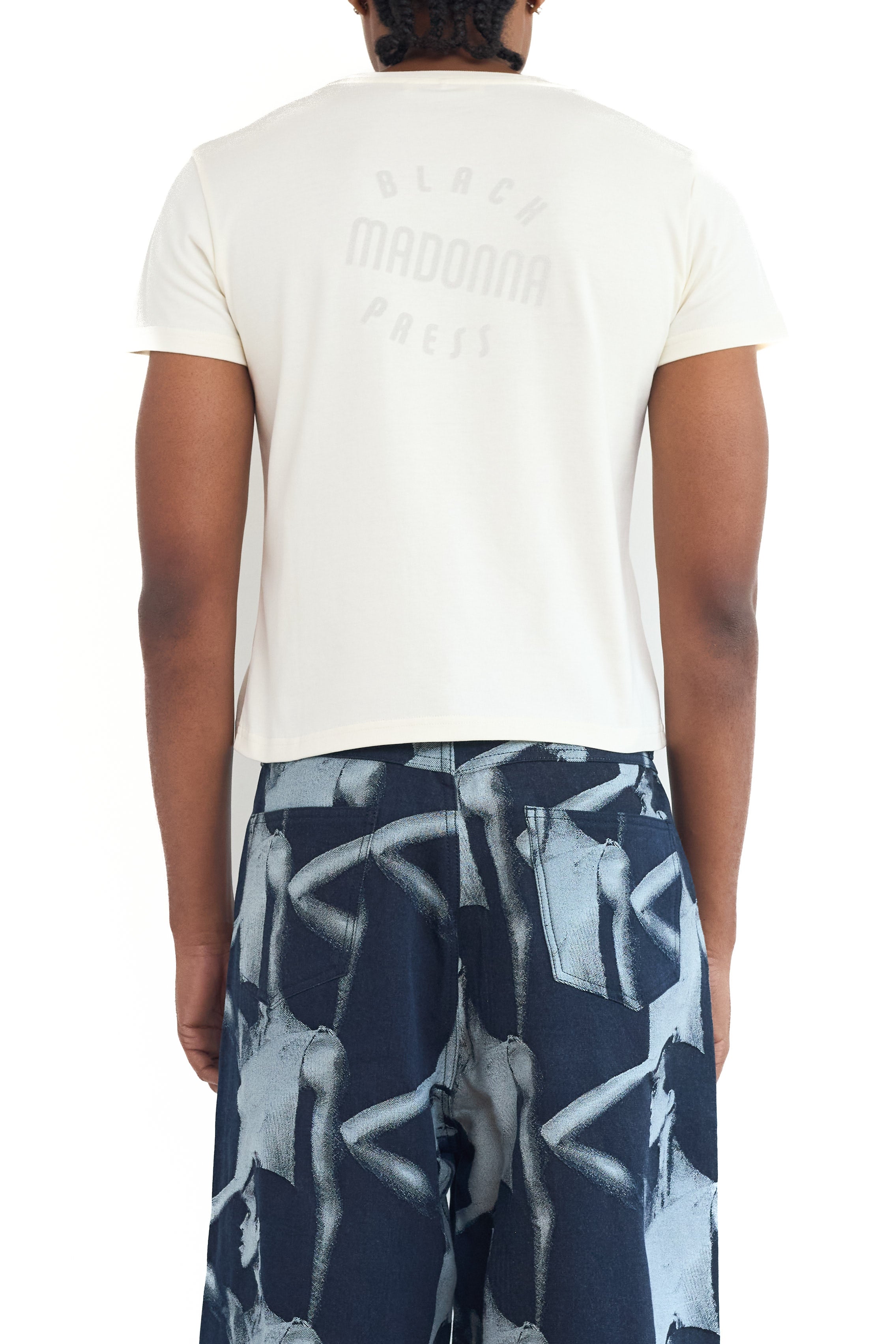 Wales Bonner Selah Cropped T-Shirt Ivory