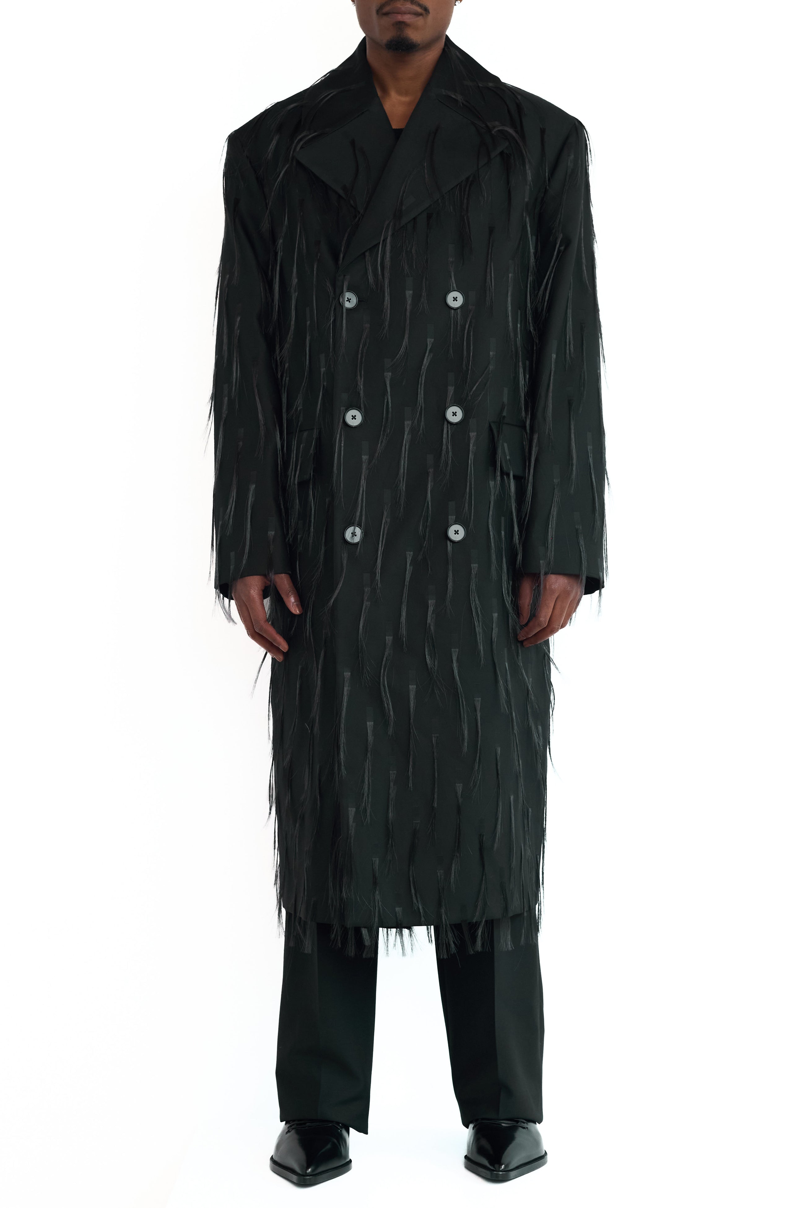 Jil Sander Spaced Out Nylon Fur Coat Black 2