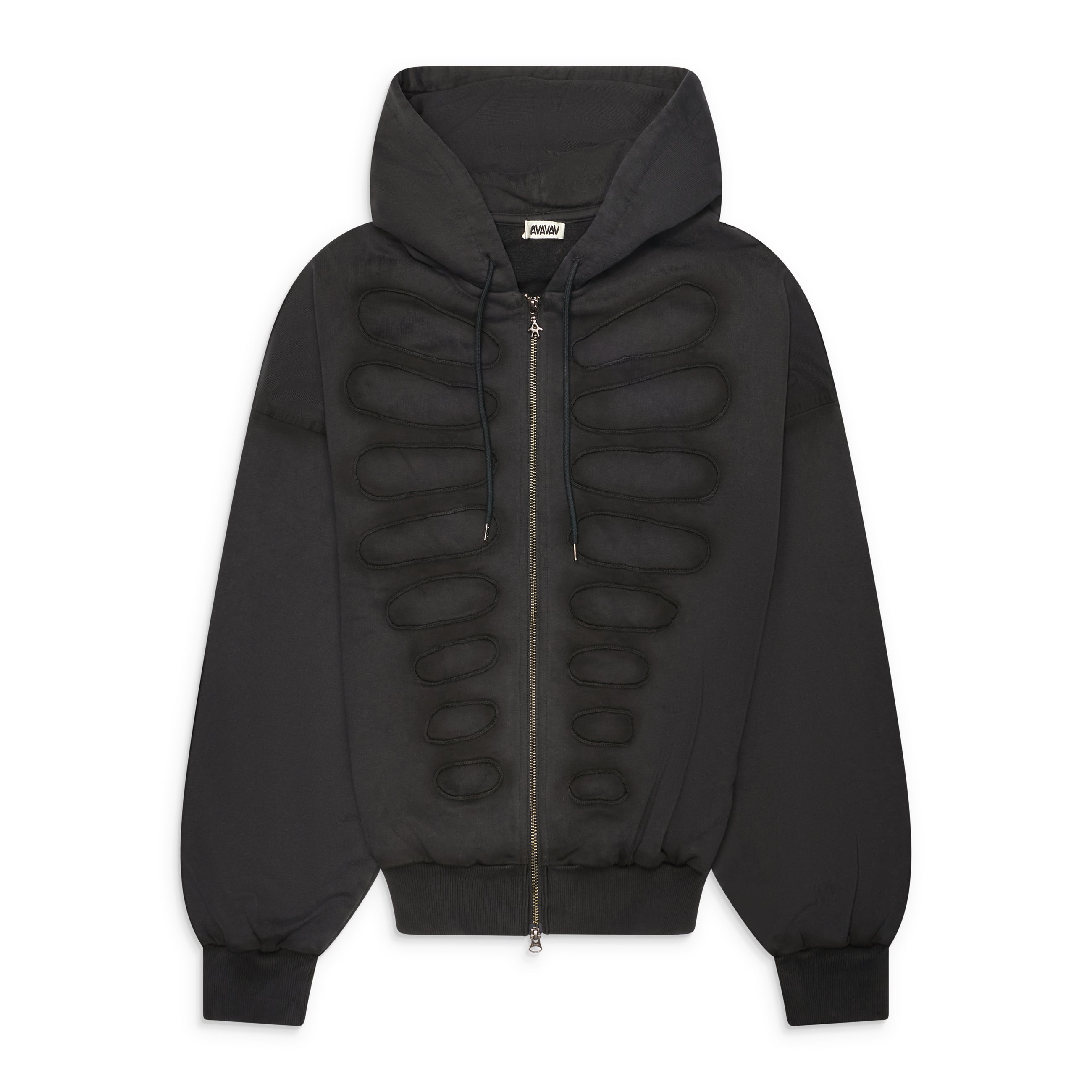 AVAVAV Shoulderless Hoodie Cut-Out Application Black