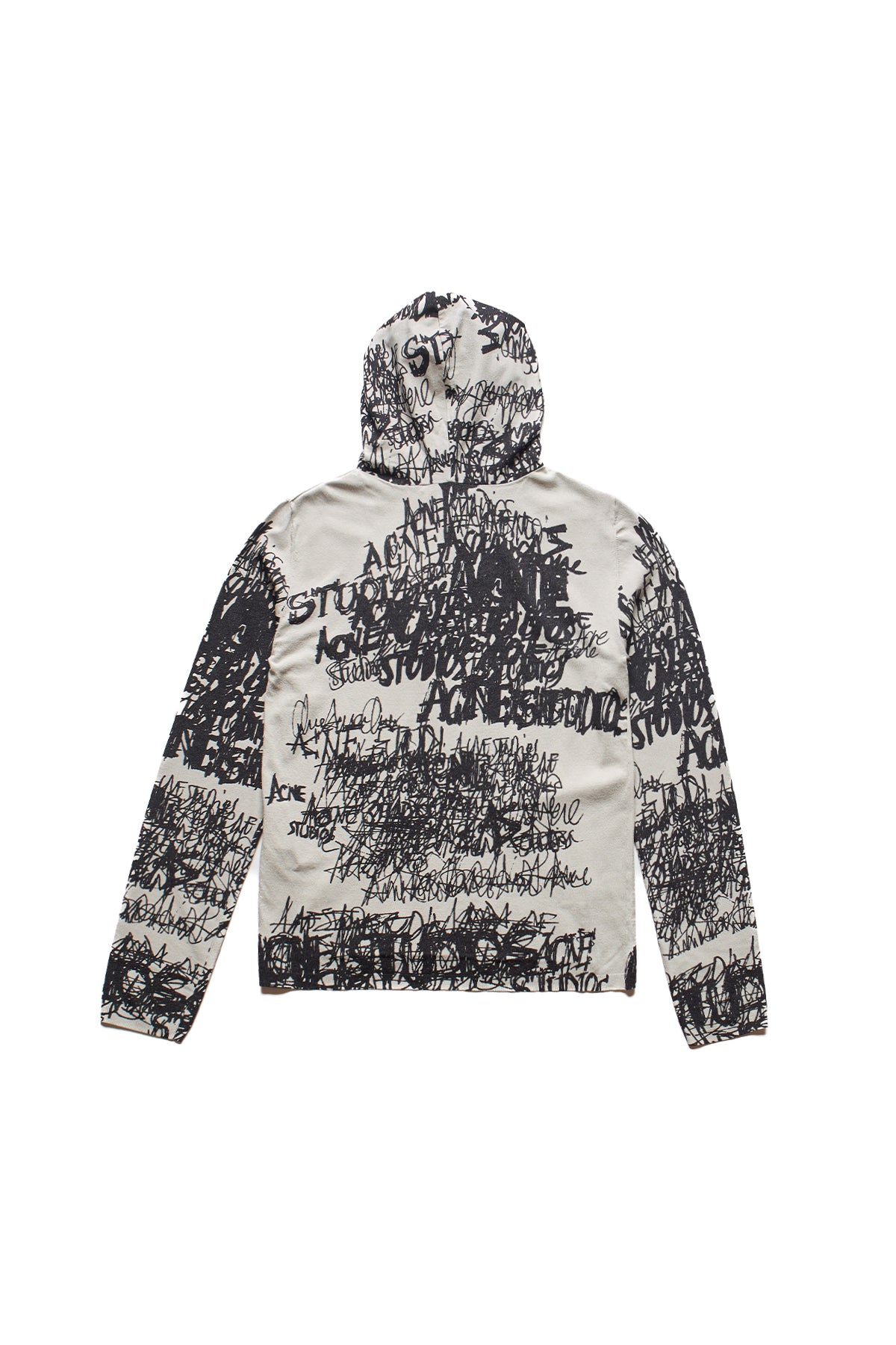 ACNE STUDIOS KEWS CHAOS PRINT HOODED SWEATER GREY