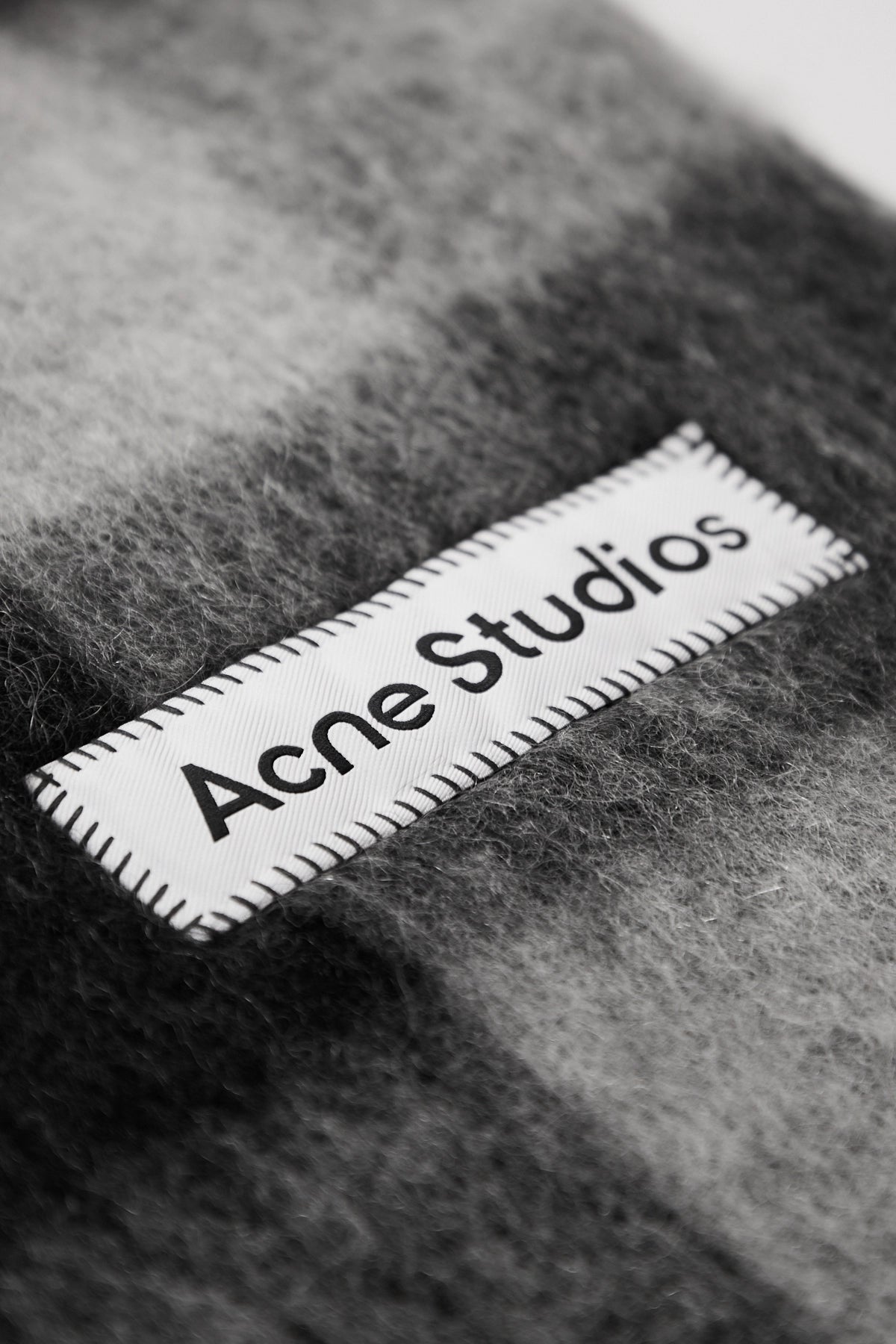 Acne Studios Vally Check Scarf Dark Black/Grey Label