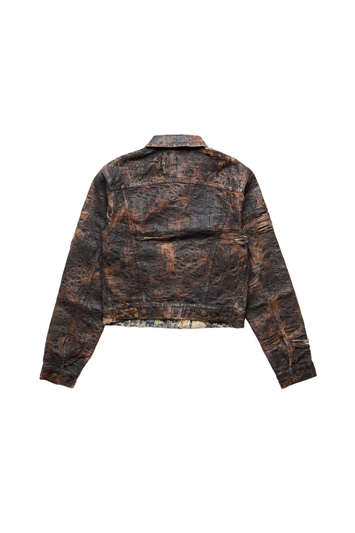 Acne Studios Distressed Denim Jacket With Monogram Coating Brown 