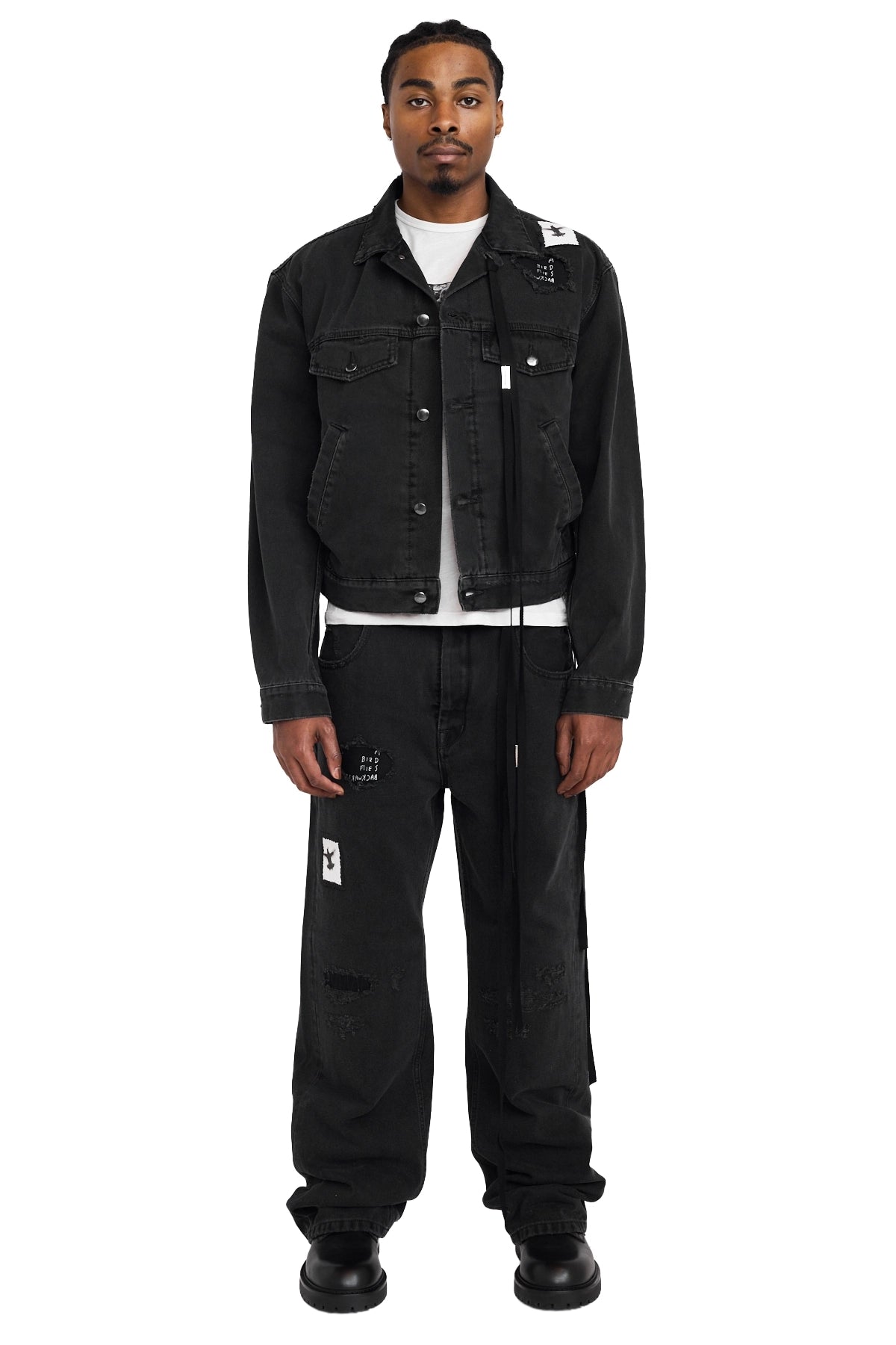 Ann Demeulemeester  Raf 5-Pockets Standard Blouson With Printed Patches Faded Grey