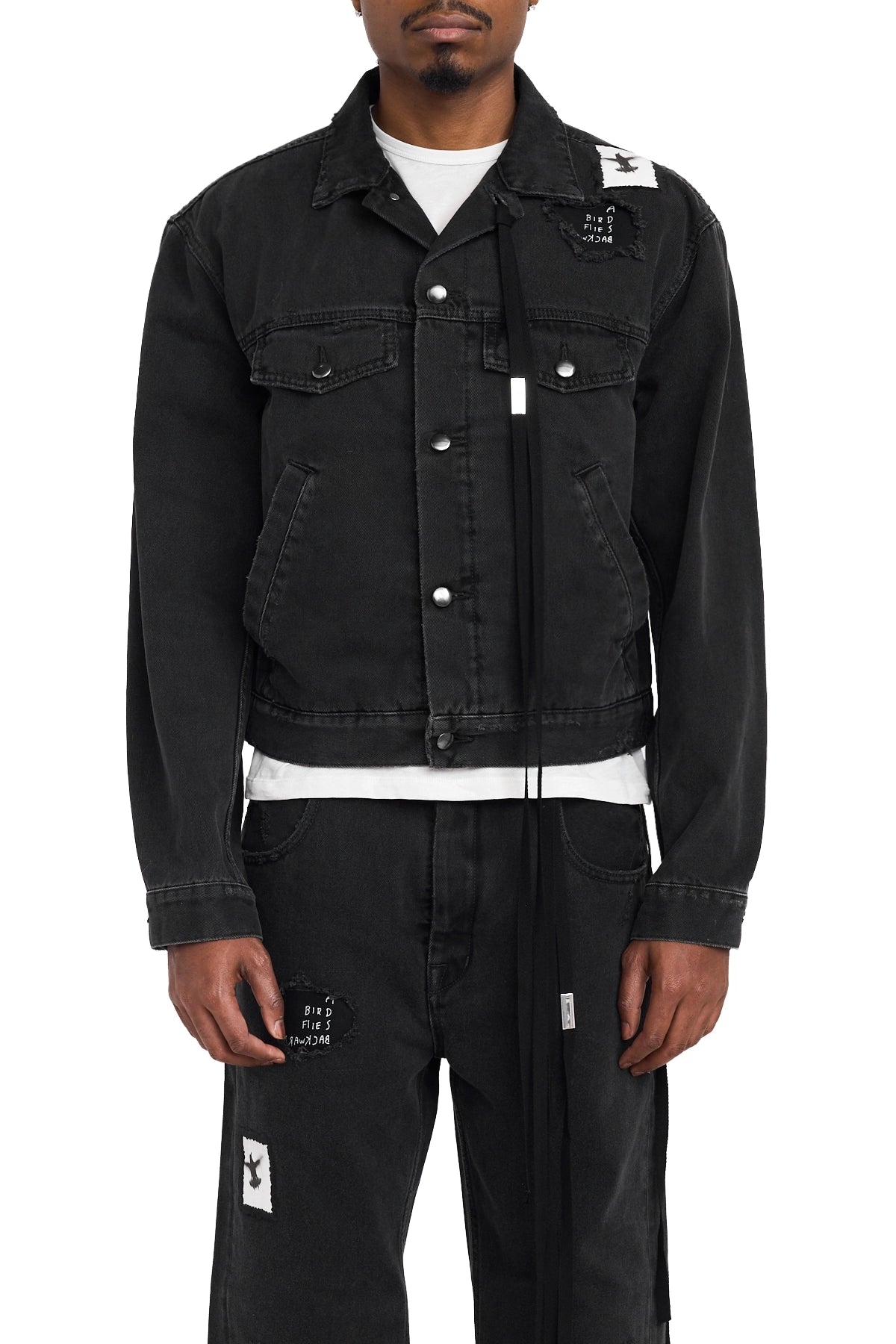 Ann Demeulemeester  Raf 5-Pockets Standard Blouson With Printed Patches Faded Grey