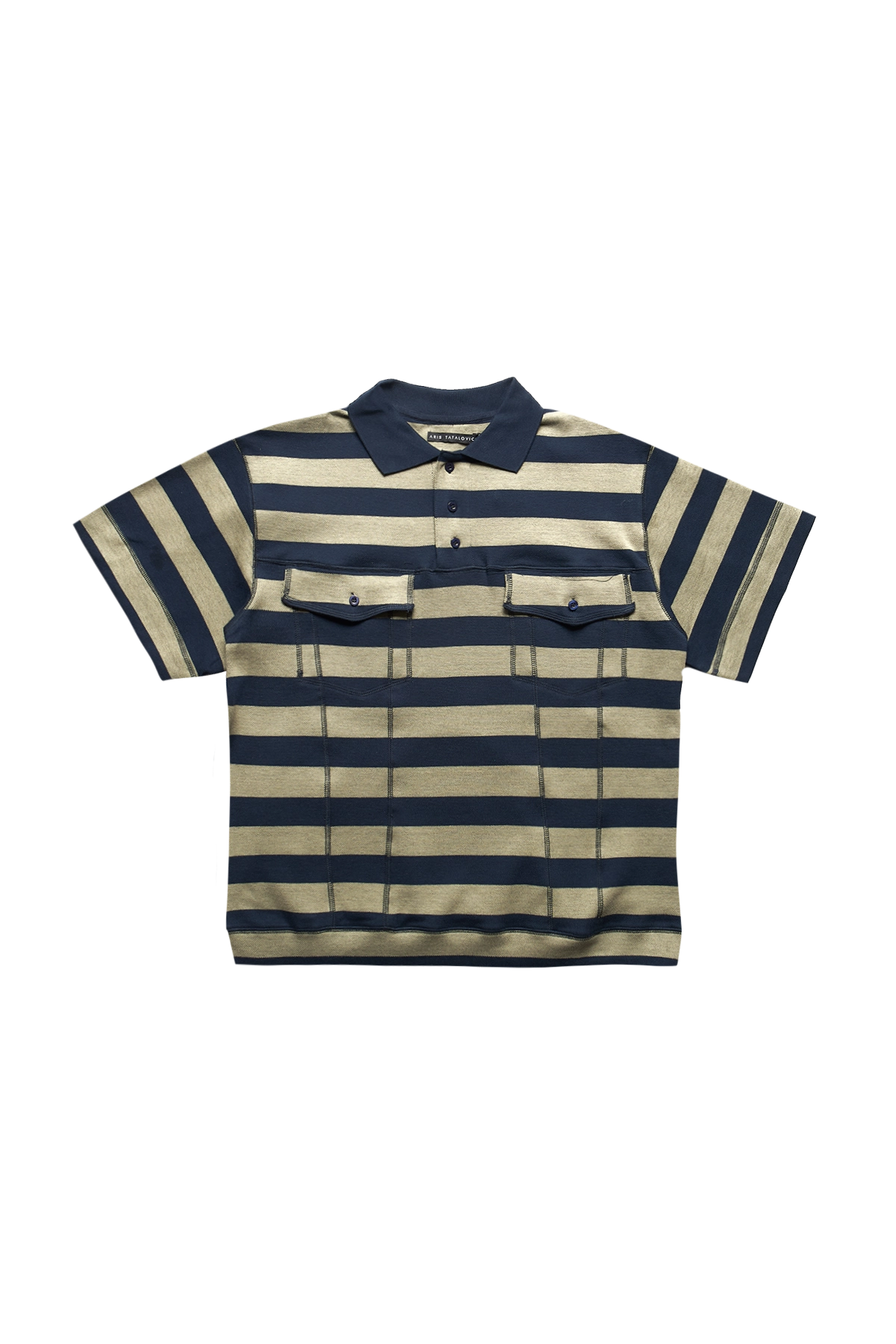 Stripe Trucker Polo Green