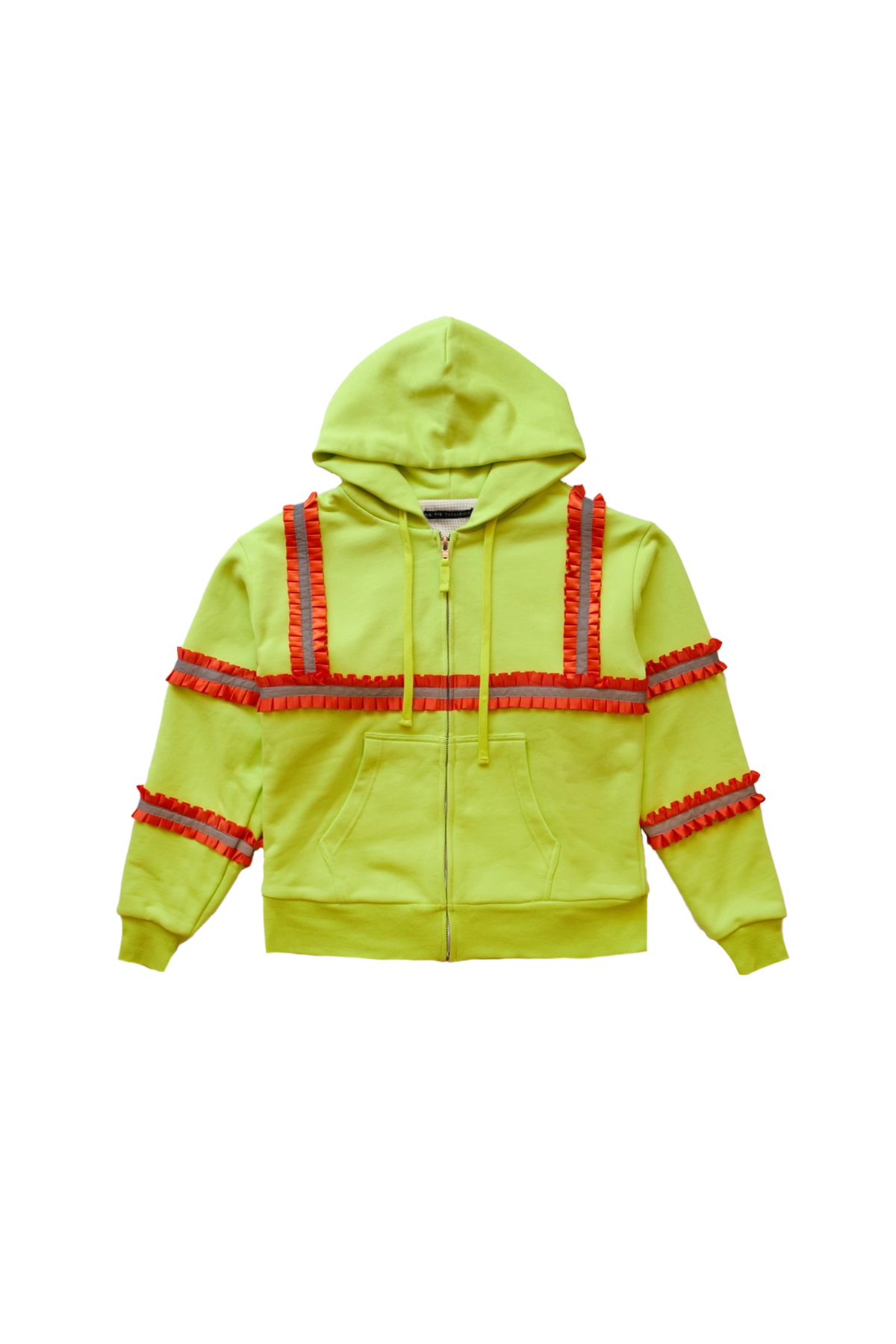 Aris Tatalovich Reflective Ruffled Construction Zip-Up Hoodie Yellow