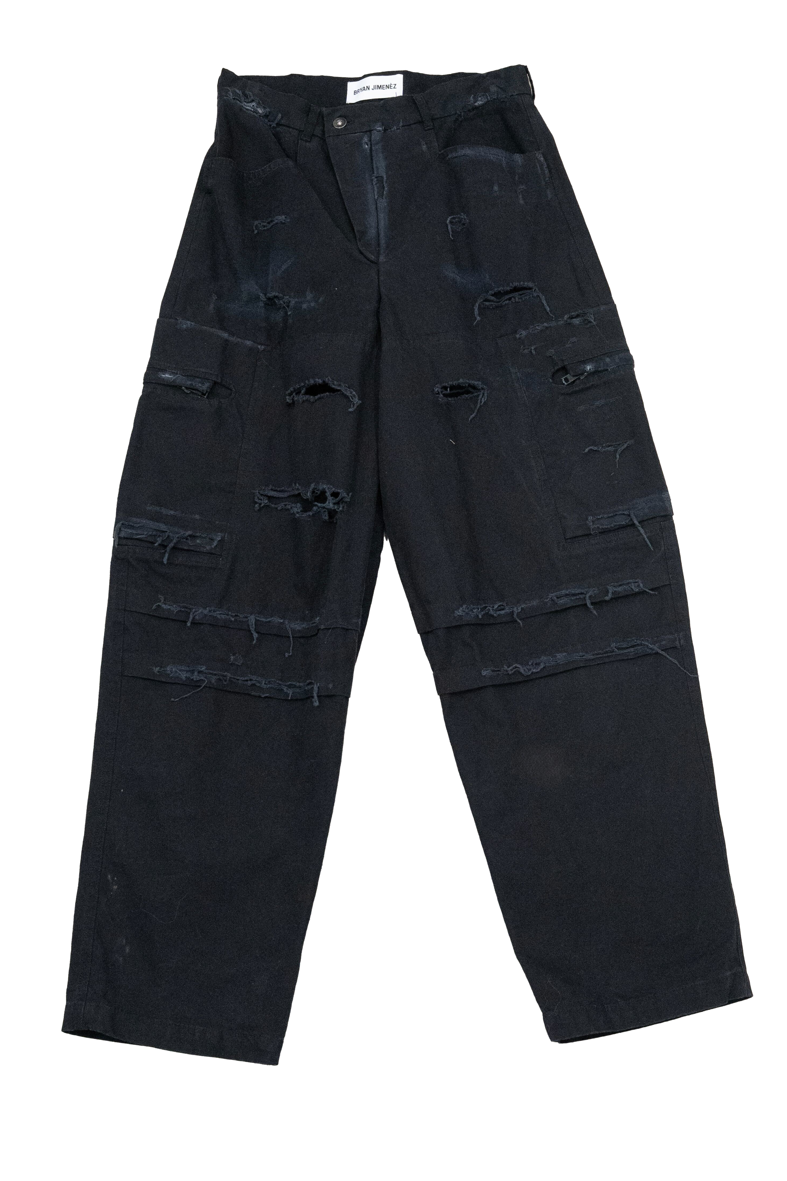 Bryan Jimenez Distressed Station Trousers Black