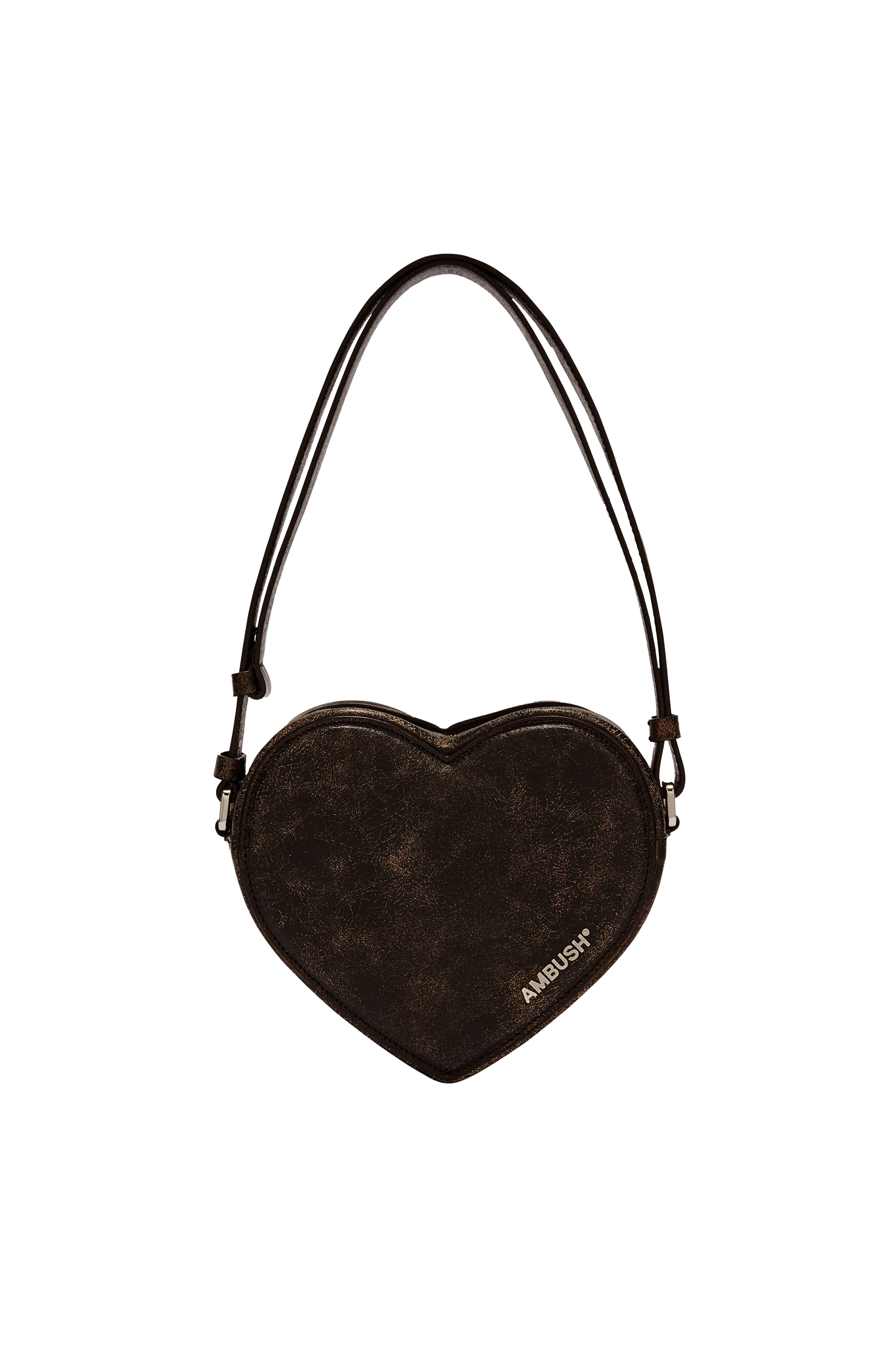 AMBUSH Distressed Leather Heart Shoulder Bag Bags Black 7585