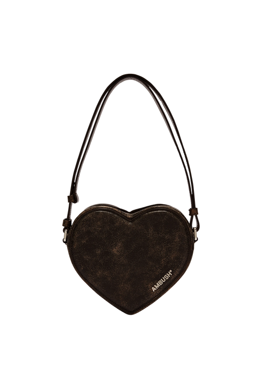 AMBUSH Distressed Leather Heart Shoulder Bag Bags Black 7585