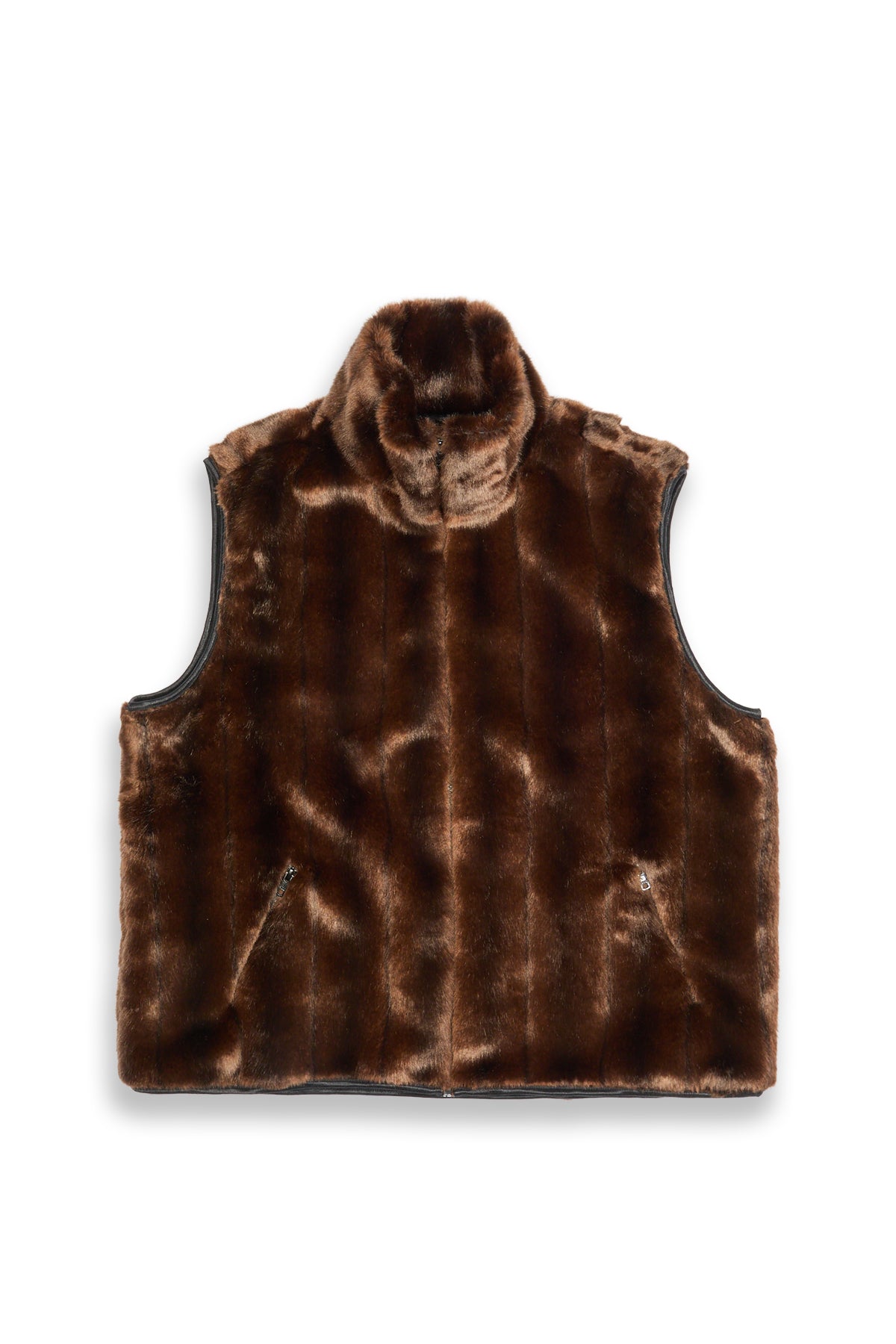 Conner Ives Faux Mink Gilet Brown