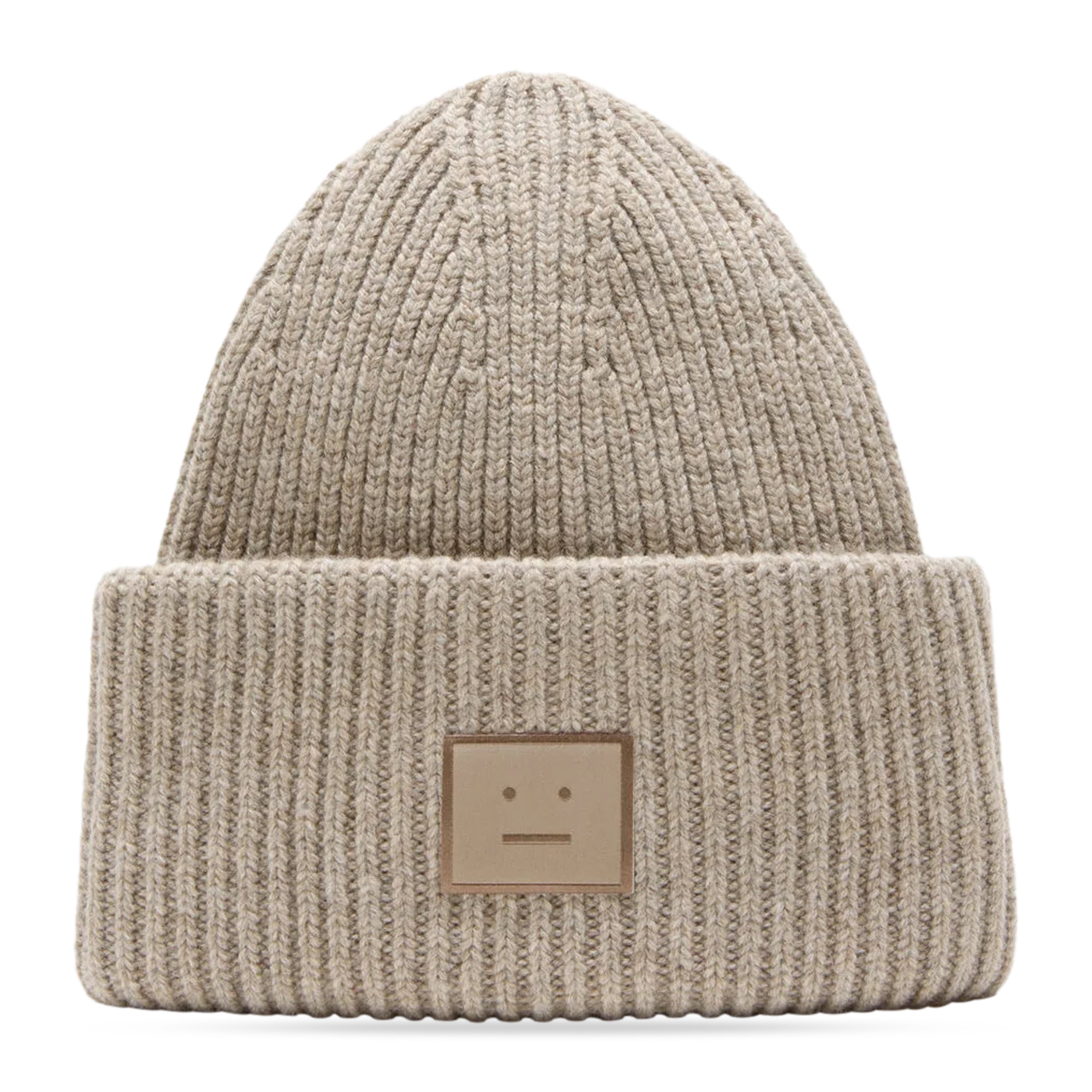 Acne Studios Large Face Logo Beanie Greige Melange