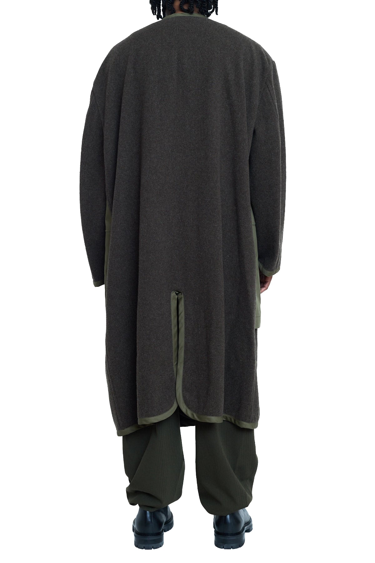 CDG Homme Plus Wool Coat With Cotton Patches 1-Khaki