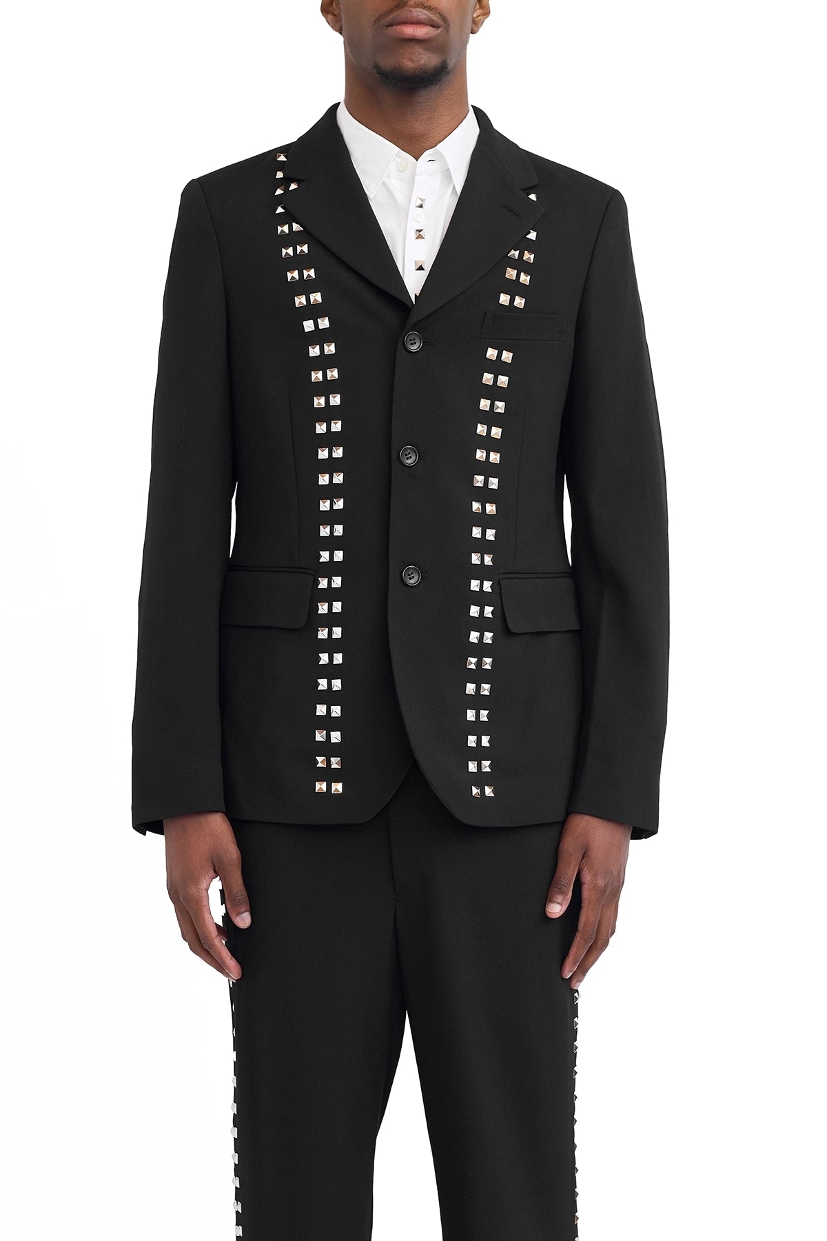 Cdg Black Single Breasted Stuuded Blazer 