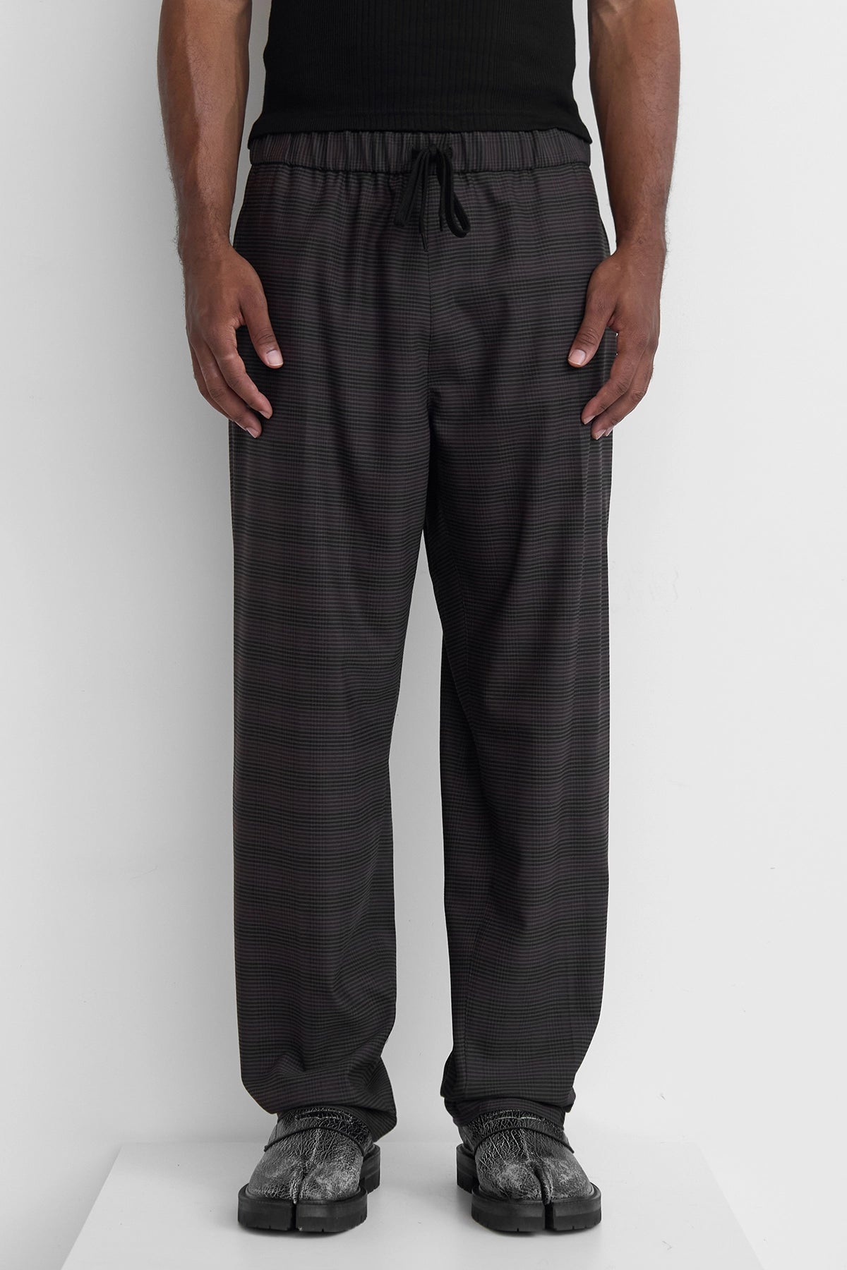 MM6 Maison Margiela Check Drawstring Trousers Brown/Black – ESSXNYC MM6 Maison Margiela Check Drawstring Trousers Brown/Black – ESSXNYC