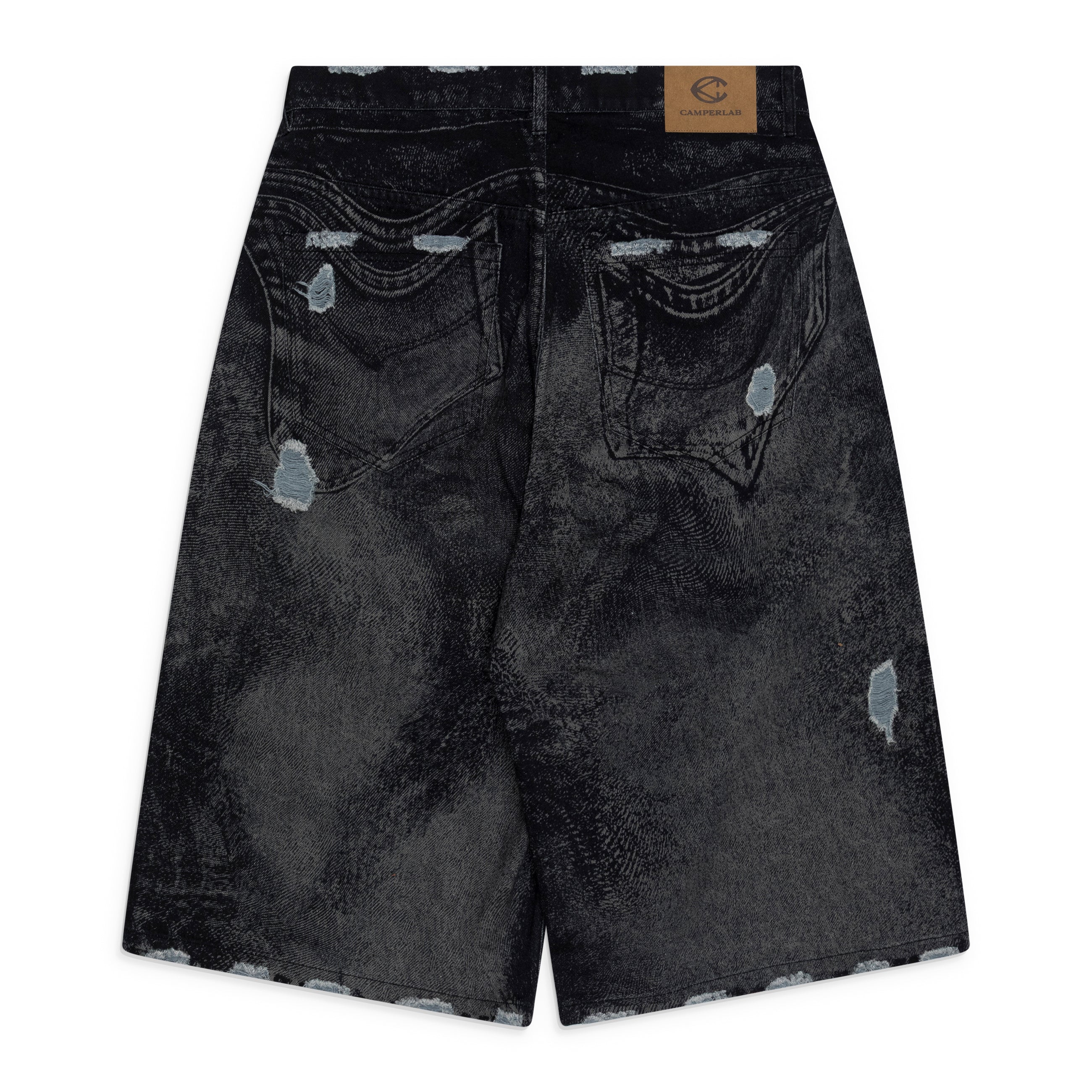 Camper Lab Distorted Denim Shorts Black - back