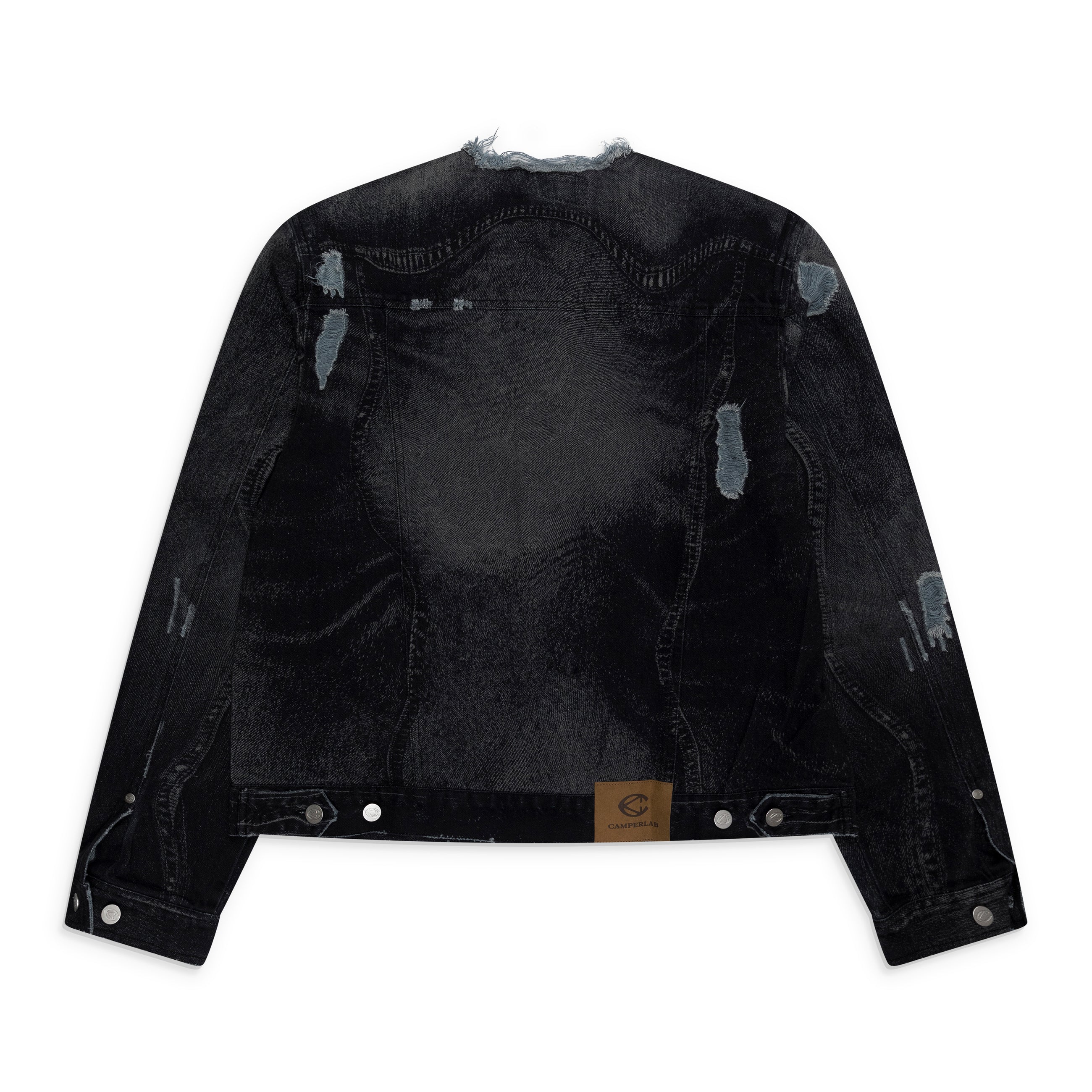 Camper Lab Distorted Print Denim Coat Black - back