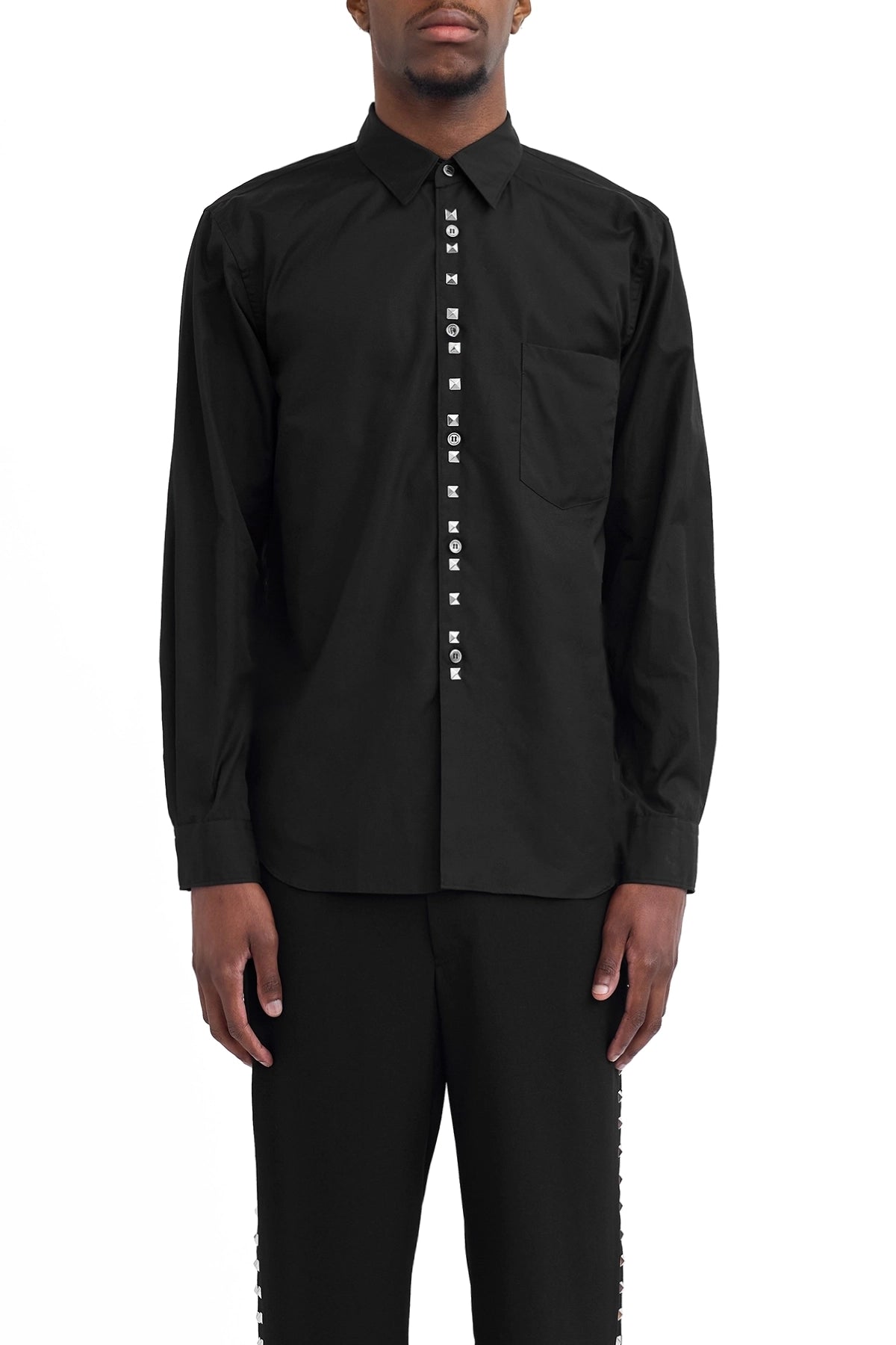 Comme Des Garcons Black Studded Poplin Shirt – ESSXNYC Comme Des Garcons Black Studded Poplin Shirt – ESSXNYC