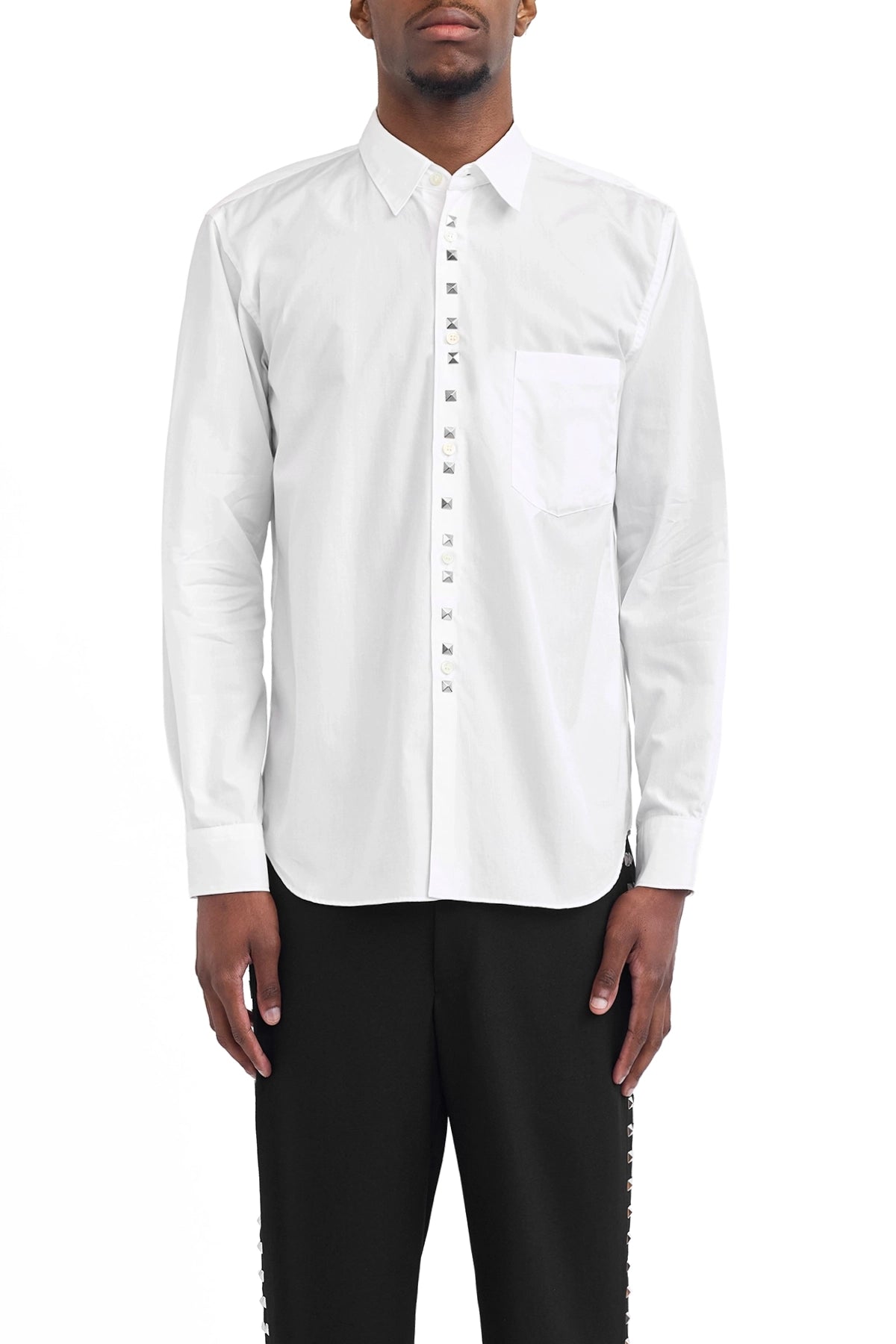 Comme Des Garcons Black Studded Poplin Shirt – ESSXNYC Comme Des Garcons Black Studded Poplin Shirt – ESSXNYC
