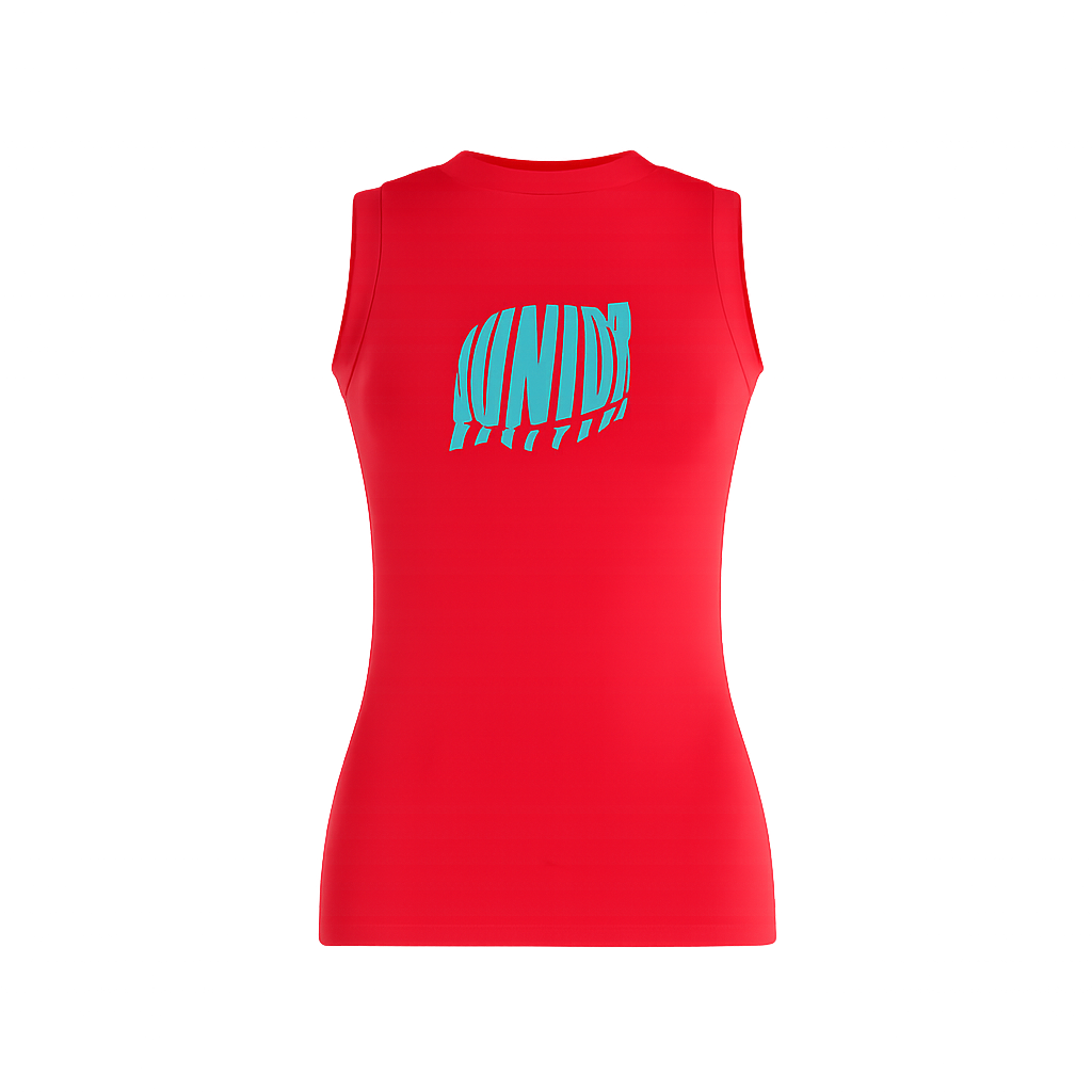 Jean Paul Gaultier Stretch Viscose Jersey Tank Top With "Junior Gaultier" Detail Print Red