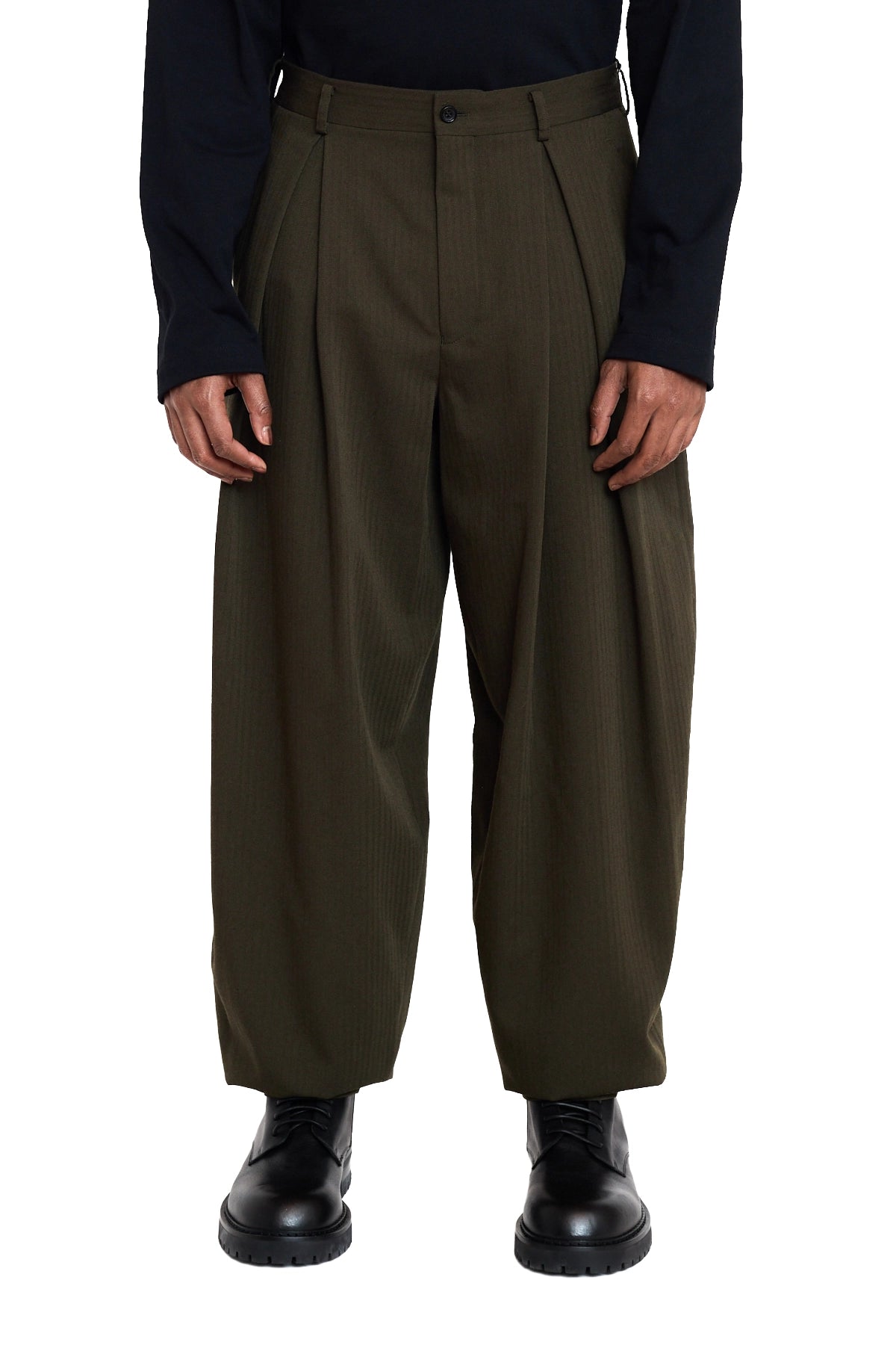 Cdg Homme Plus Wool Pleated Trousers 1-Khaki