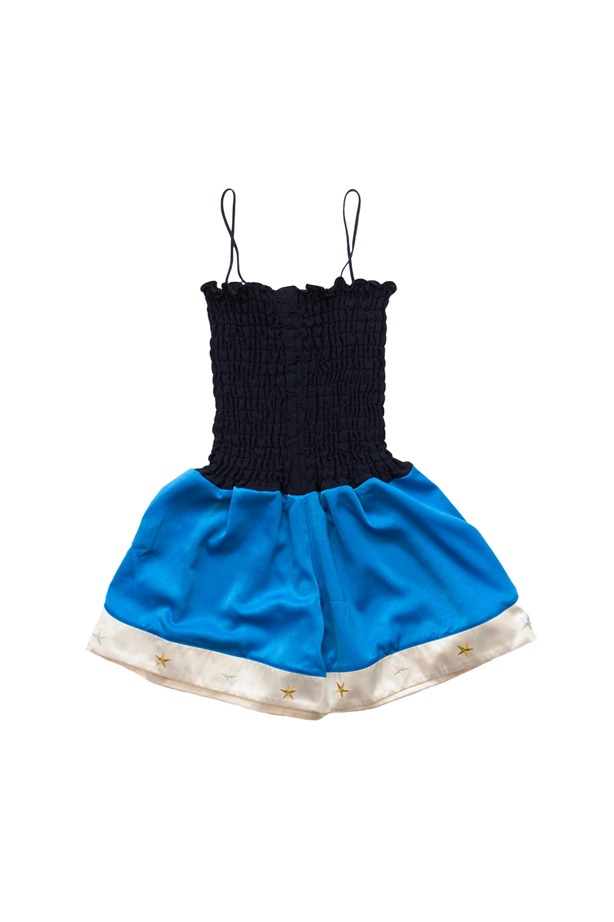 Conner Ives Shirred Boxing Short Romper Multi  ESSXNYC