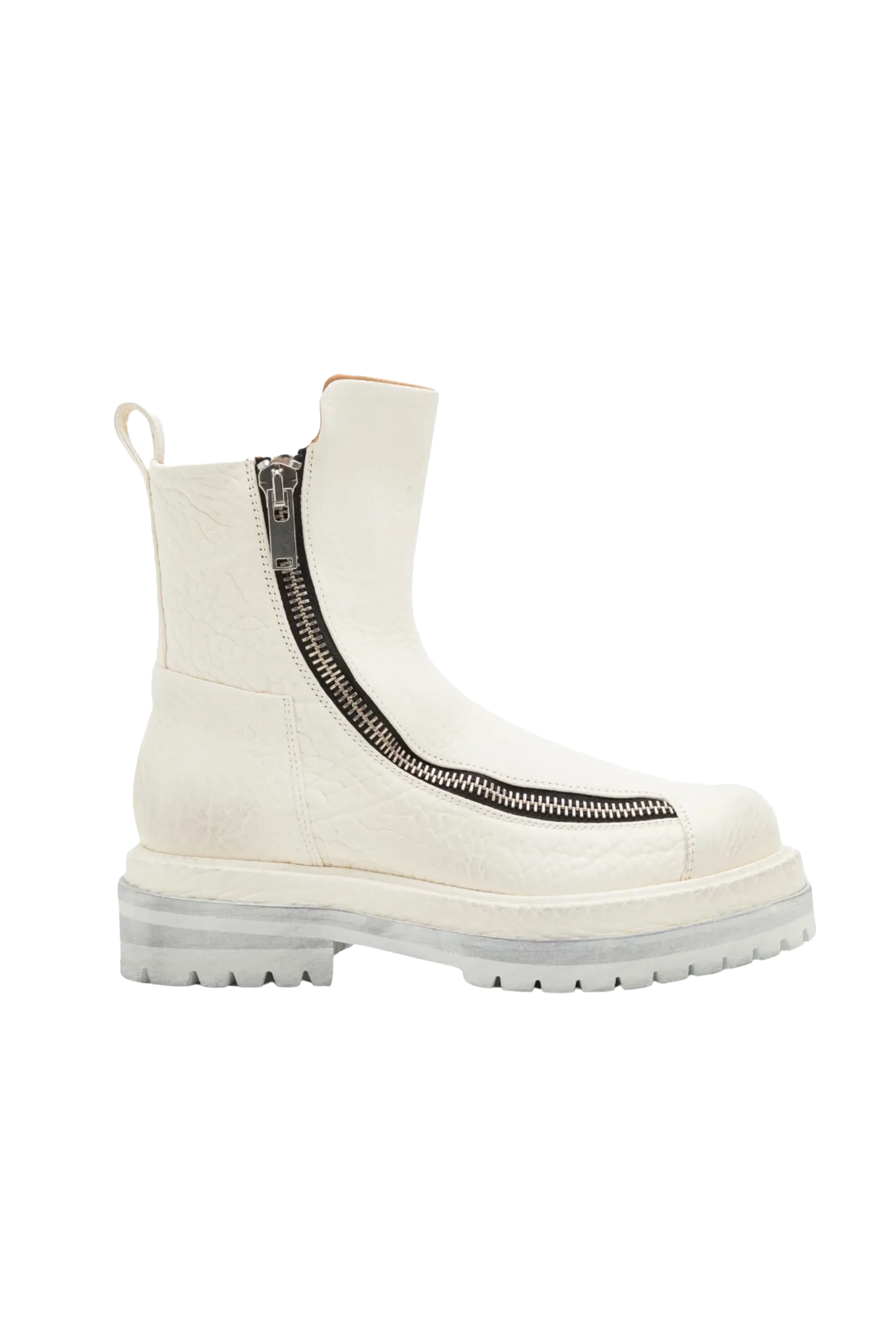 424 Double Zipper Boots In White